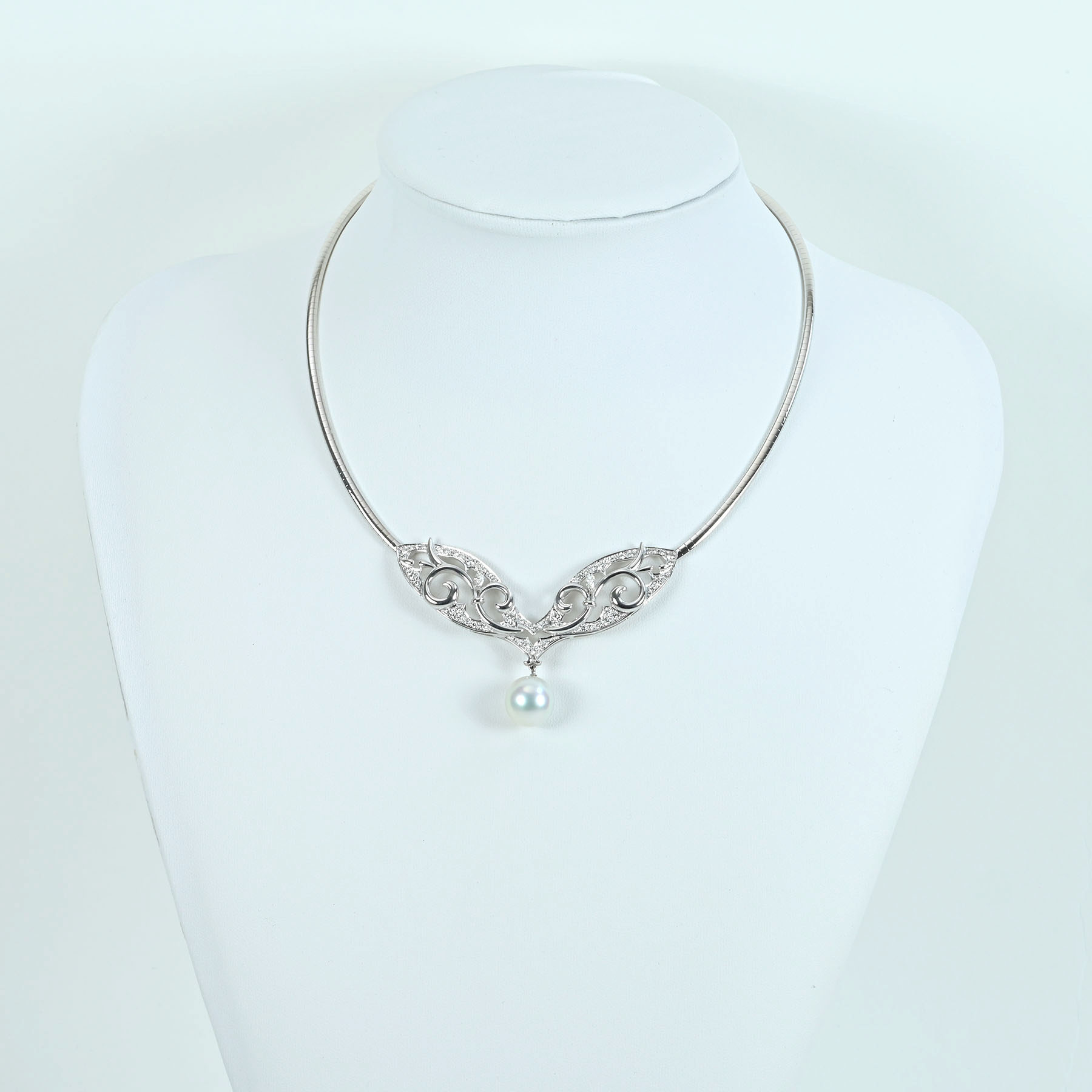 南洋白蝶パールネックレス K18WG P12.5mm D1.26ct - 画像 (8)