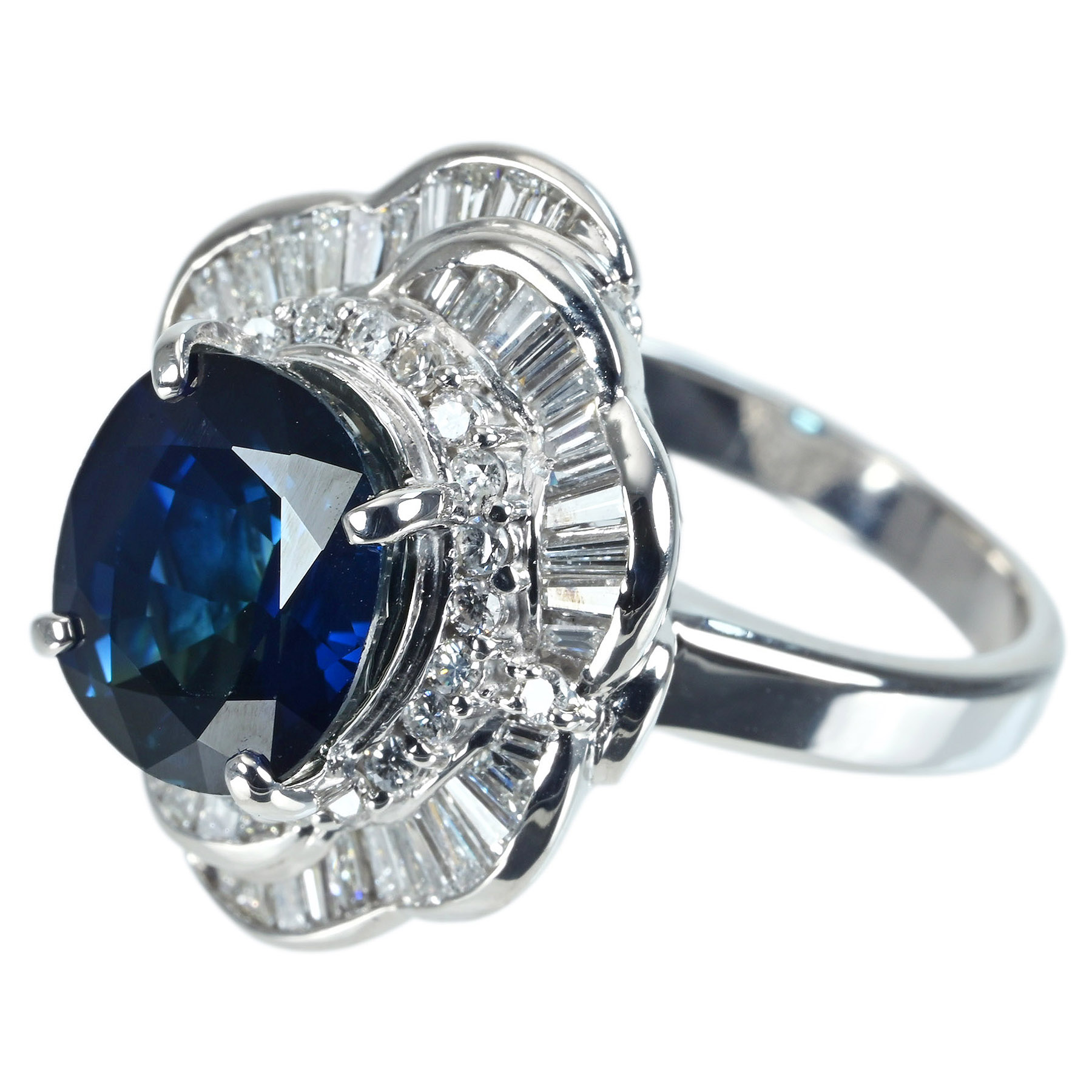 サファイアリング PT900 S4.19ct D1.00ct - 画像 (3)