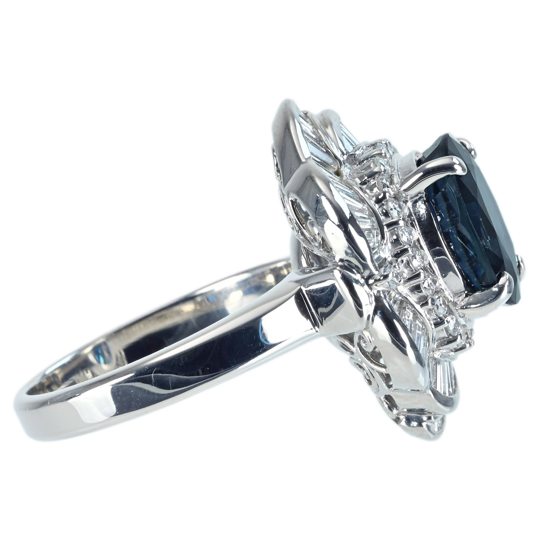 サファイアリング PT900 S4.19ct D1.00ct - 画像 (4)