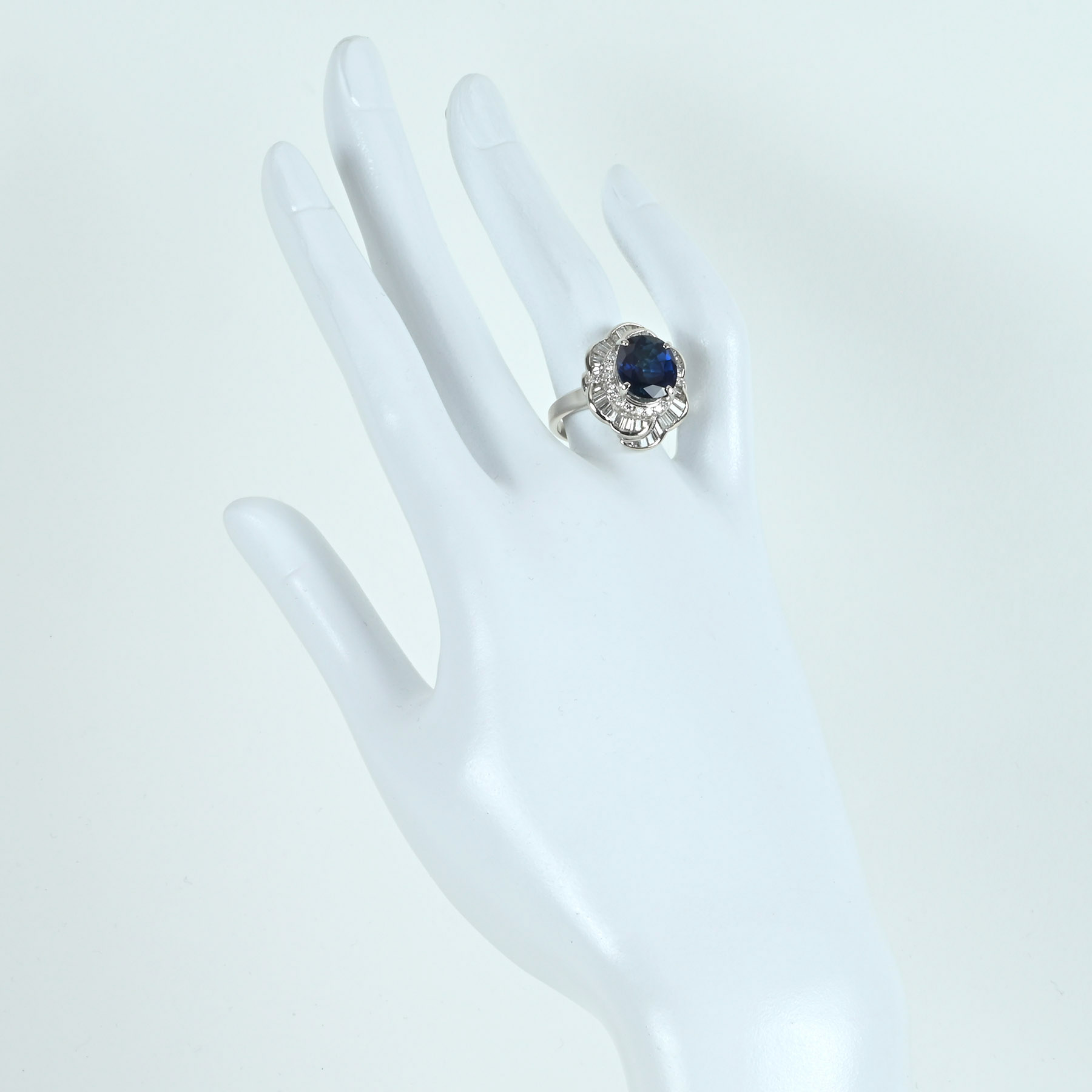 サファイアリング PT900 S4.19ct D1.00ct - 画像 (6)