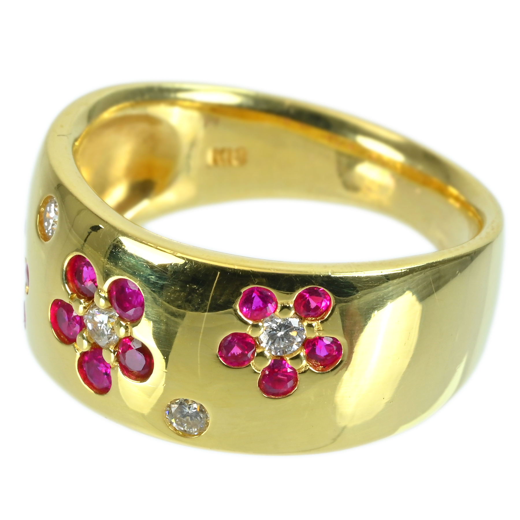 ルビーリング K18YG R0.43ct D0.15ct - 画像 (3)