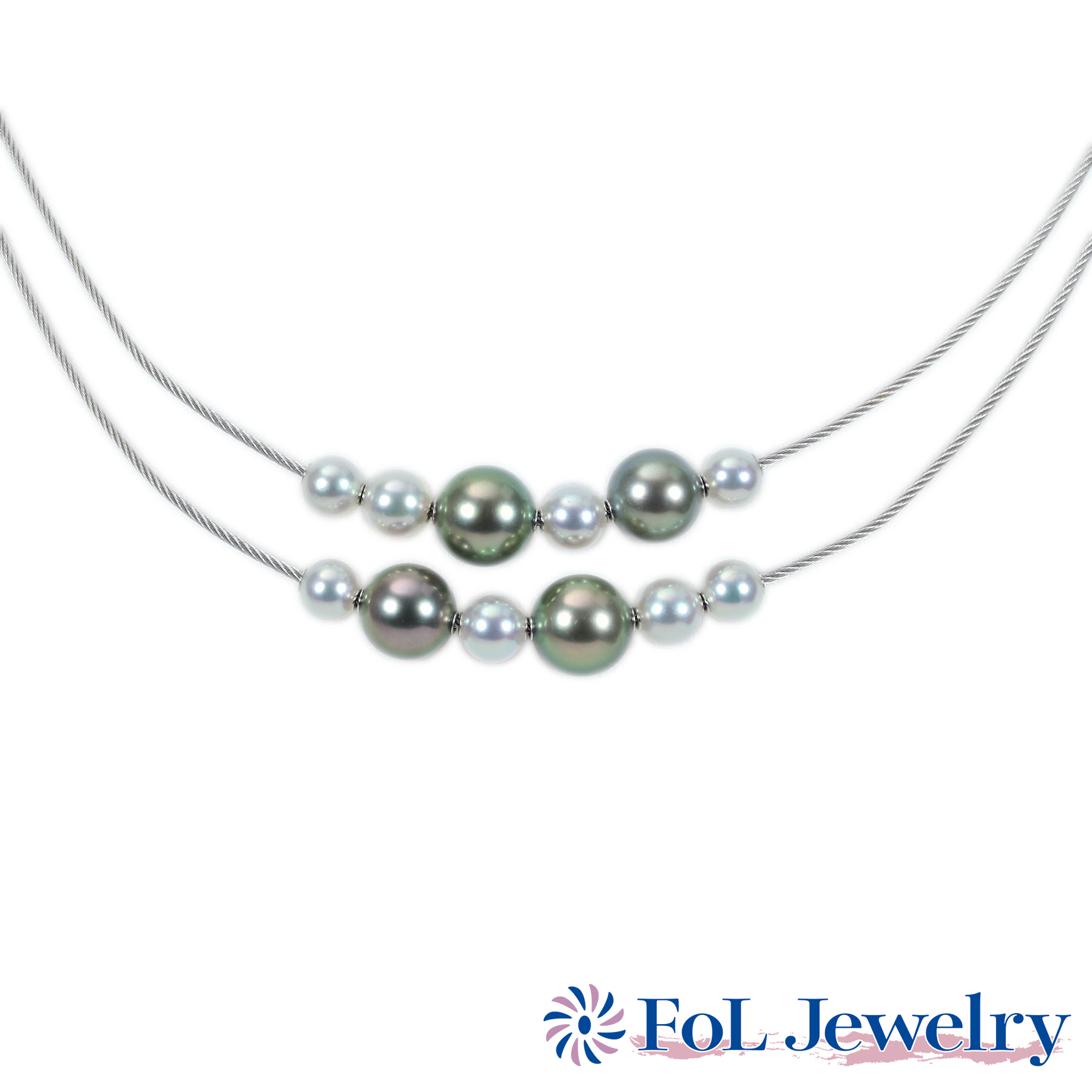 パールネックレス "MIKIMOTO" K18WG P5.5-9.2mm