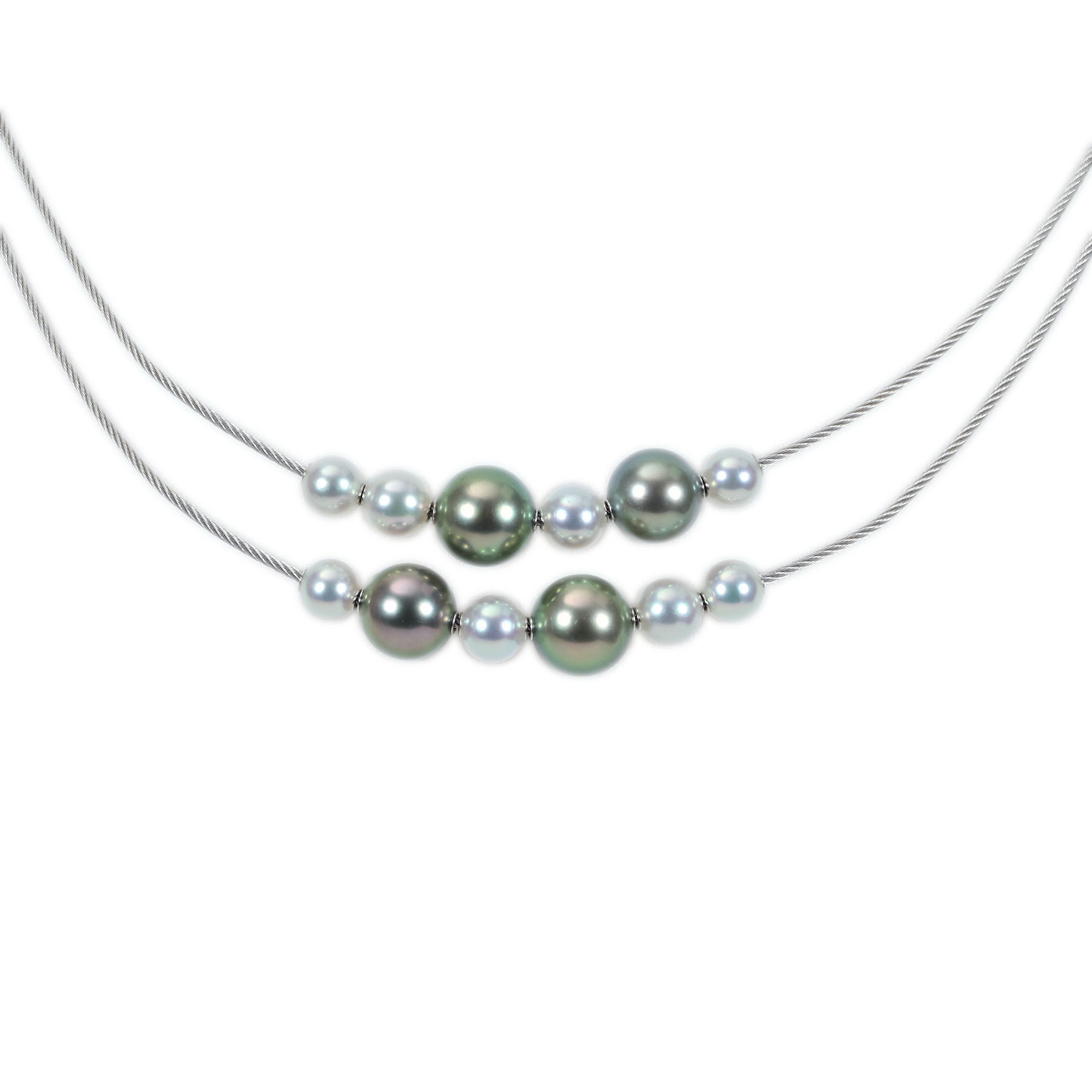 パールネックレス "MIKIMOTO" K18WG P5.5-9.2mm - 画像 (2)