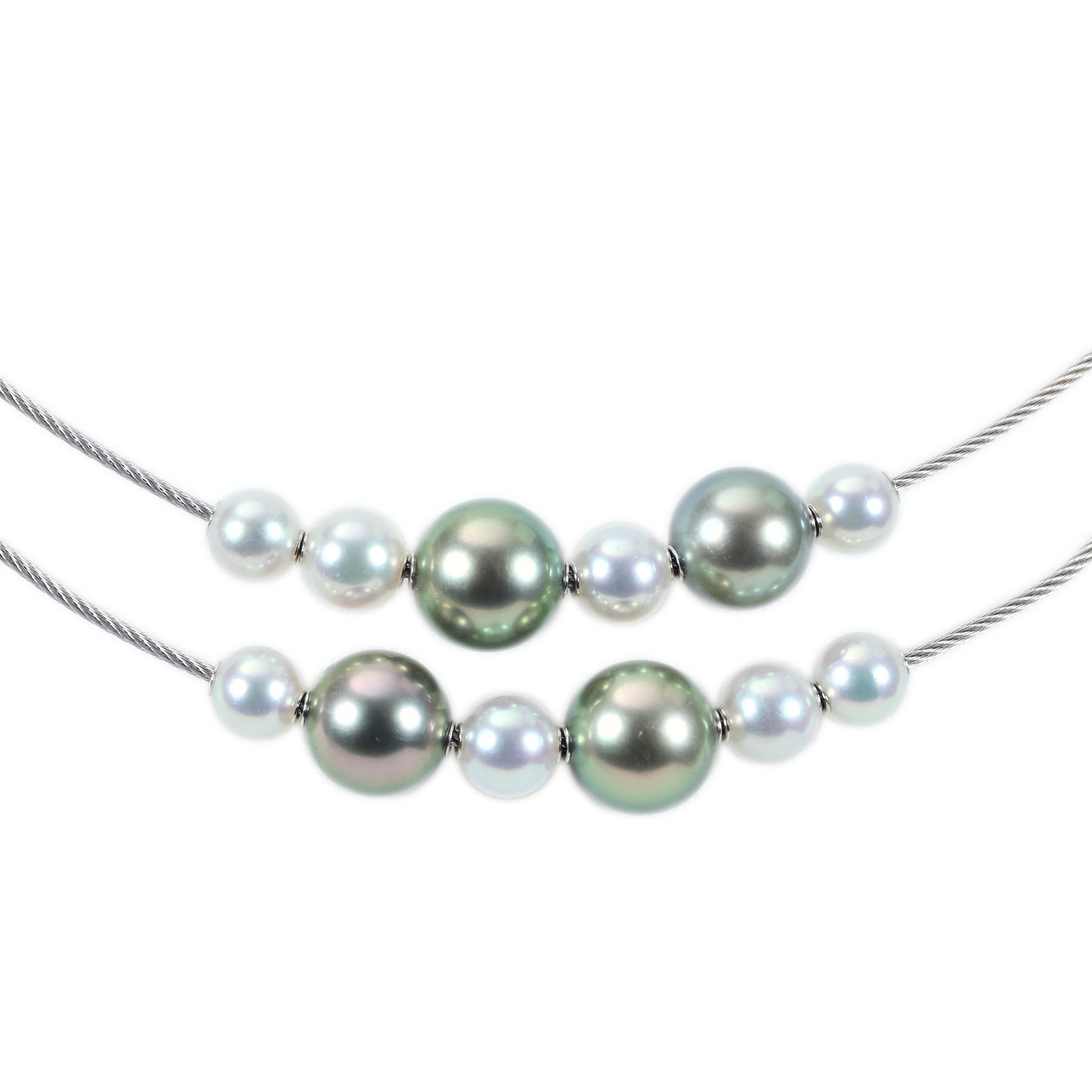 パールネックレス "MIKIMOTO" K18WG P5.5-9.2mm - 画像 (3)