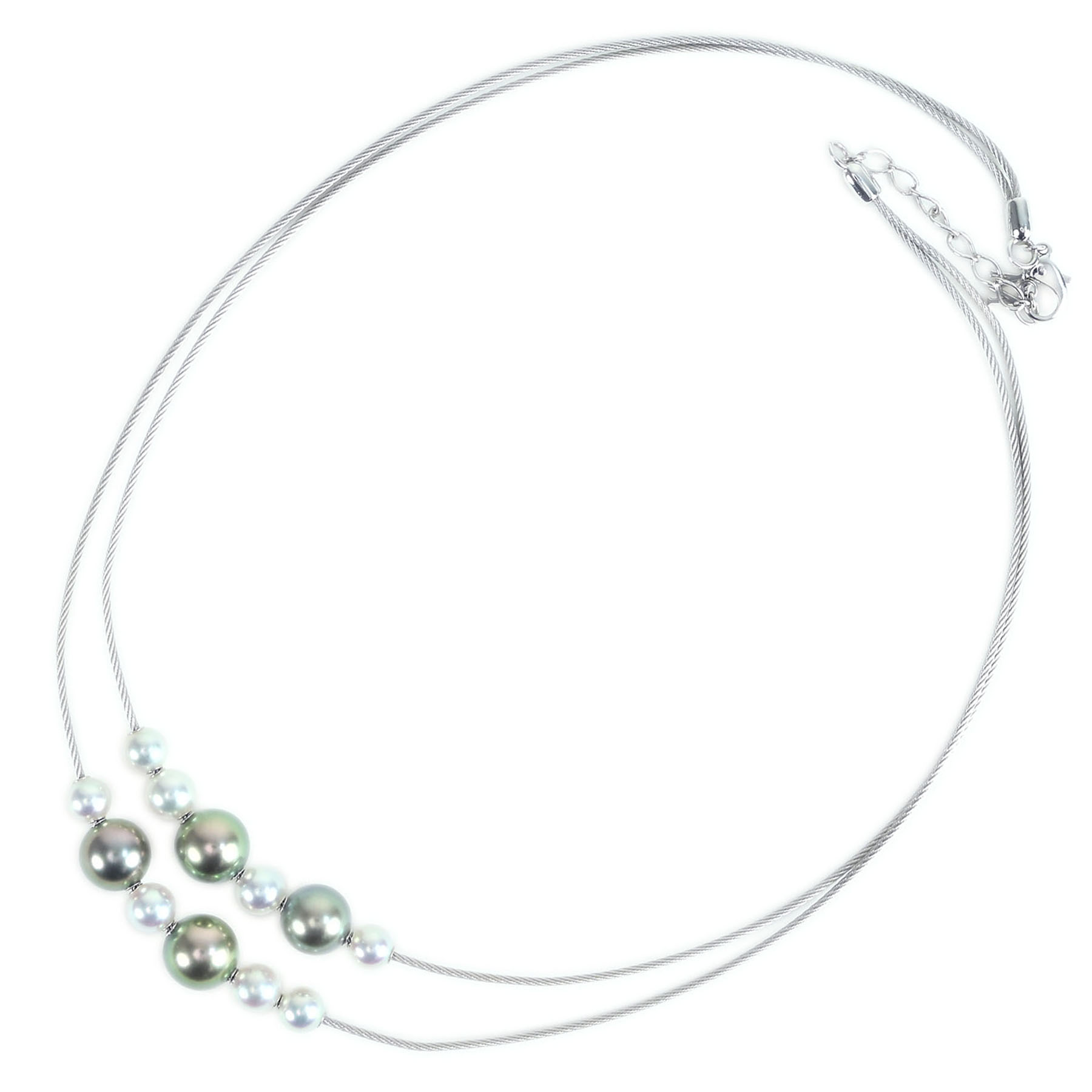 パールネックレス "MIKIMOTO" K18WG P5.5-9.2mm - 画像 (6)