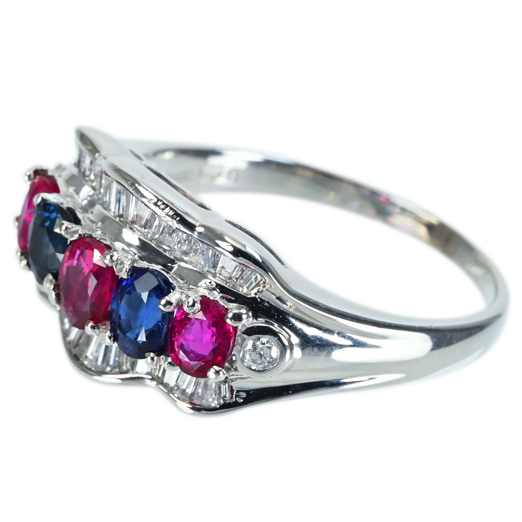 ルビー&サファイアリング PT900 R1.36ct D0.40ct - 画像 (3)