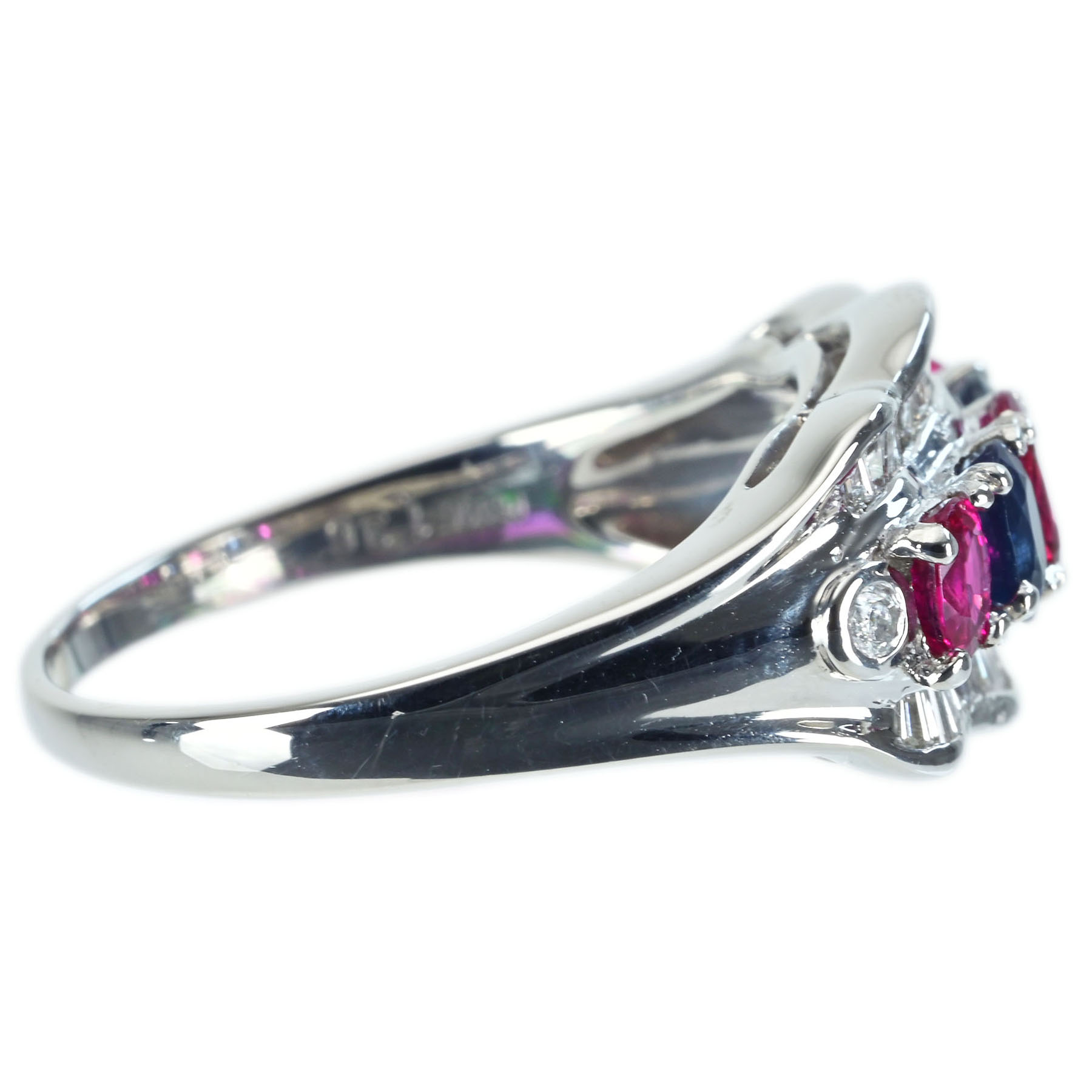 ルビー&サファイアリング PT900 R1.36ct D0.40ct - 画像 (4)