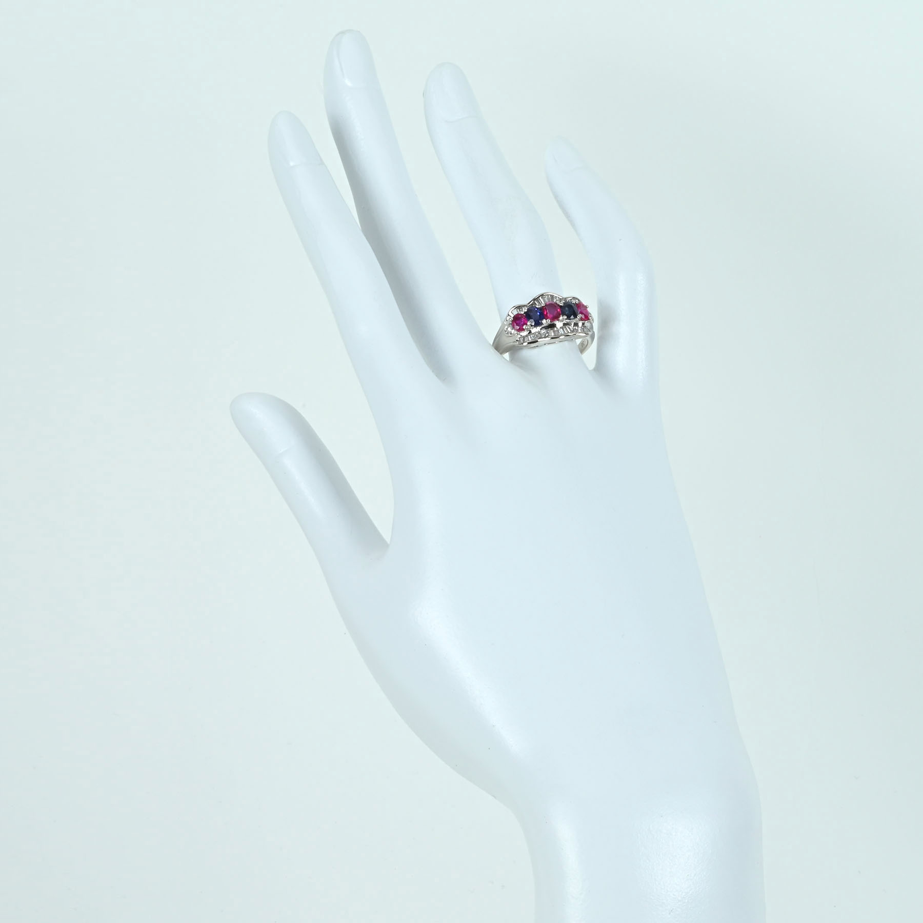 ルビー&サファイアリング PT900 R1.36ct D0.40ct - 画像 (6)