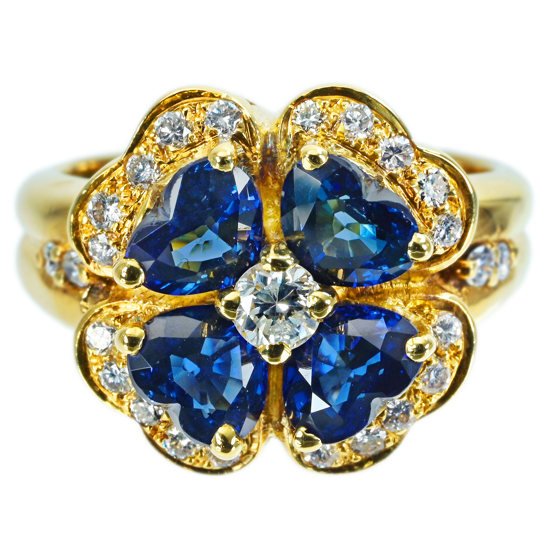 サファイアリング K18YG S2.79ct D0.50ct - 画像 (2)