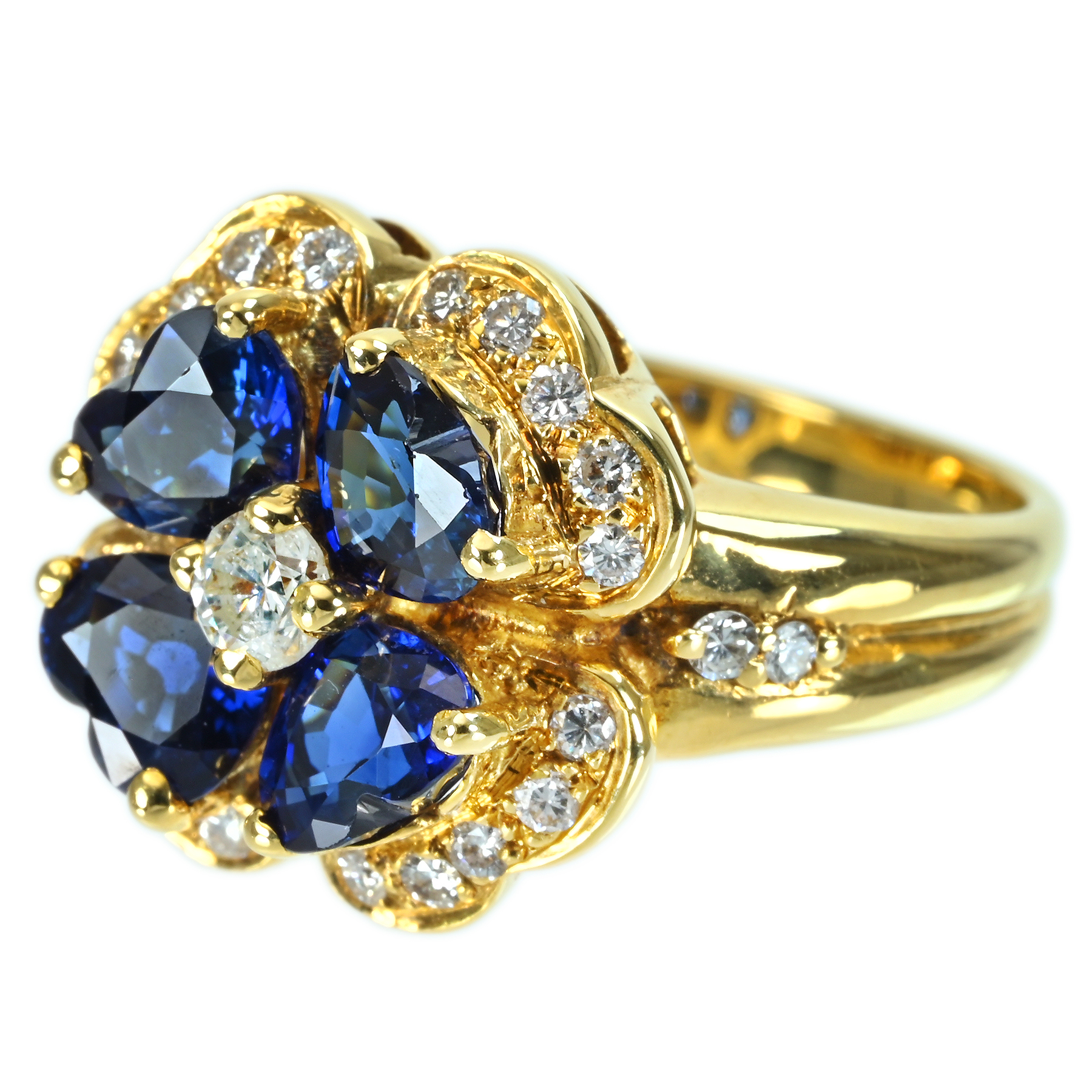 サファイアリング K18YG S2.79ct D0.50ct - 画像 (3)