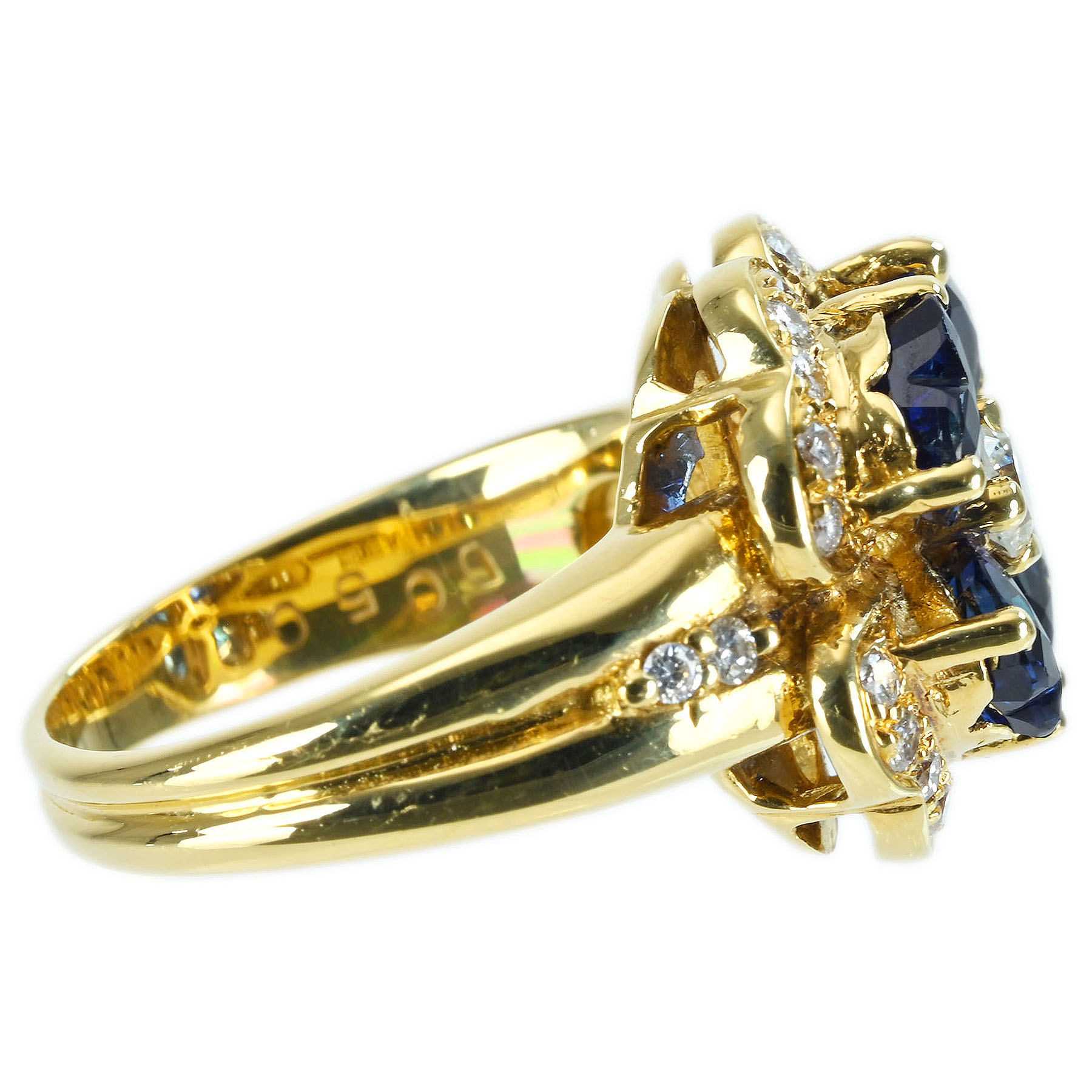サファイアリング K18YG S2.79ct D0.50ct - 画像 (4)