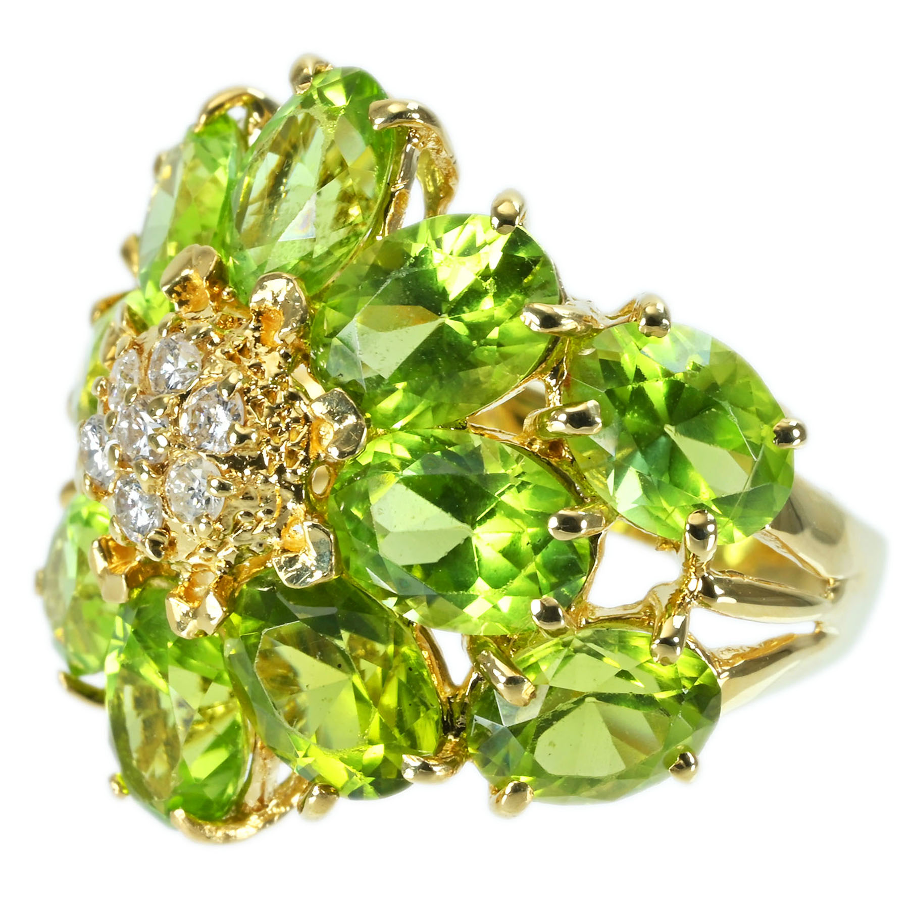 ペリドットリング K18YG D0.22ct - 画像 (3)