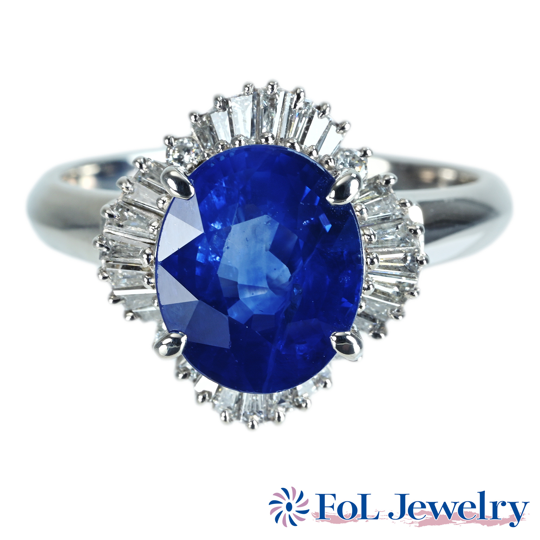 スリランカ産サファイアリング PT900 S5.30ct D0.82ct