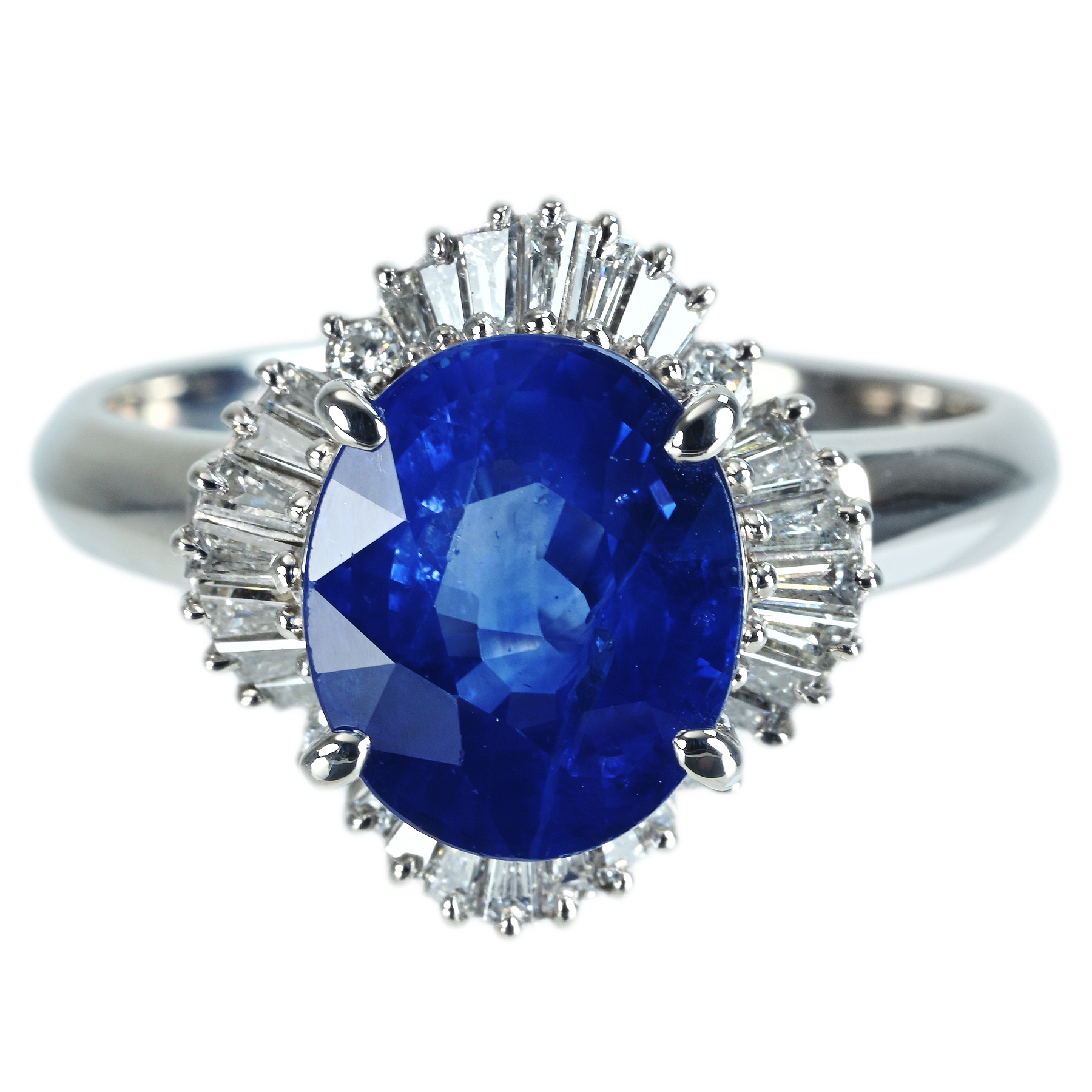 スリランカ産サファイアリング PT900 S5.30ct D0.82ct - 画像 (2)