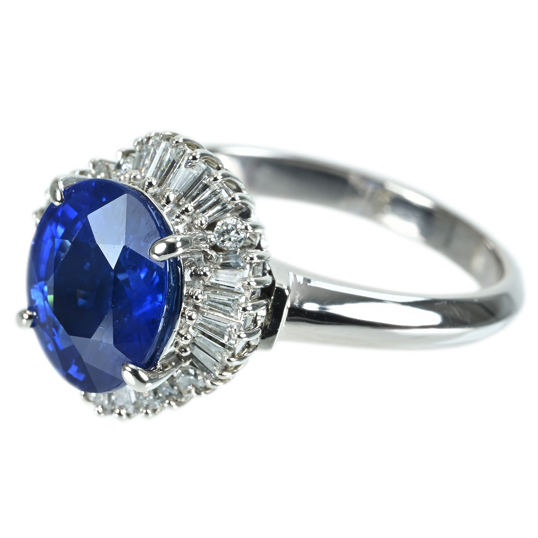 スリランカ産サファイアリング PT900 S5.30ct D0.82ct - 画像 (3)