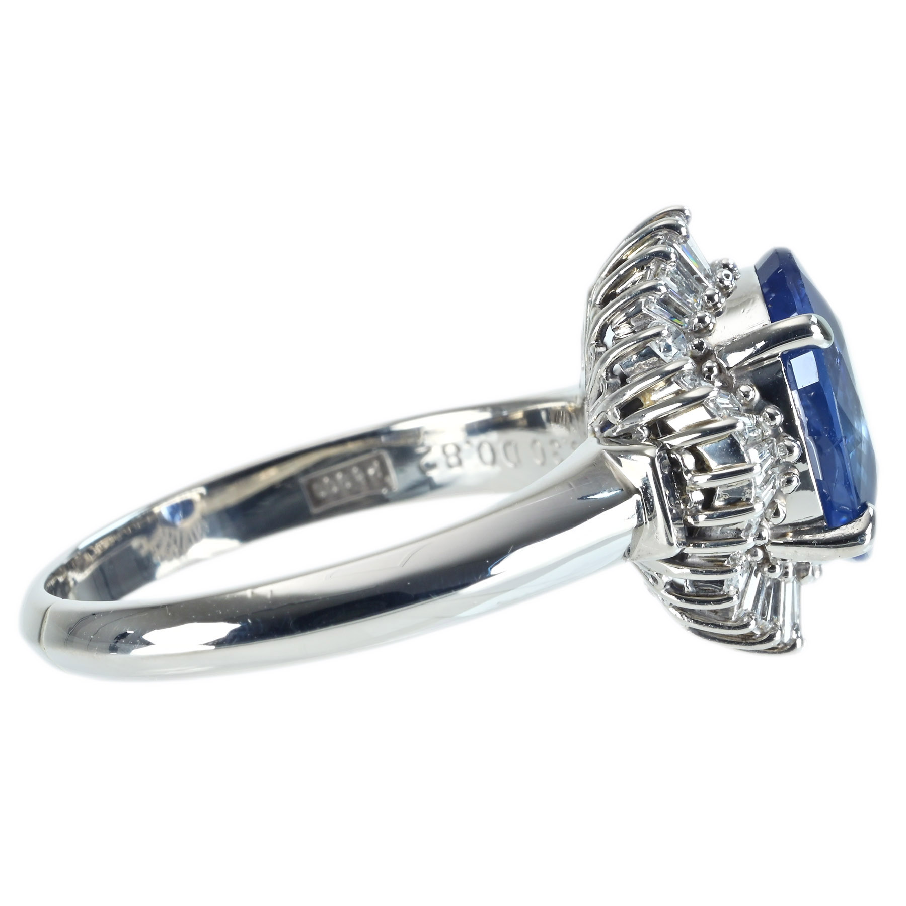 スリランカ産サファイアリング PT900 S5.30ct D0.82ct - 画像 (4)