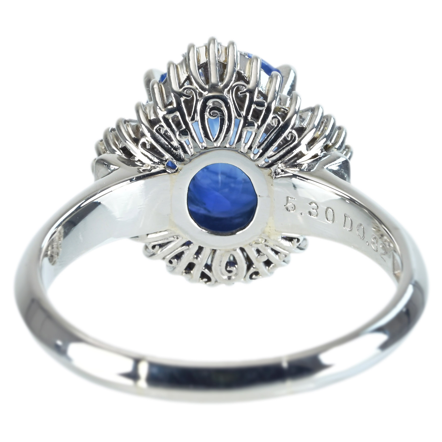 スリランカ産サファイアリング PT900 S5.30ct D0.82ct - 画像 (5)