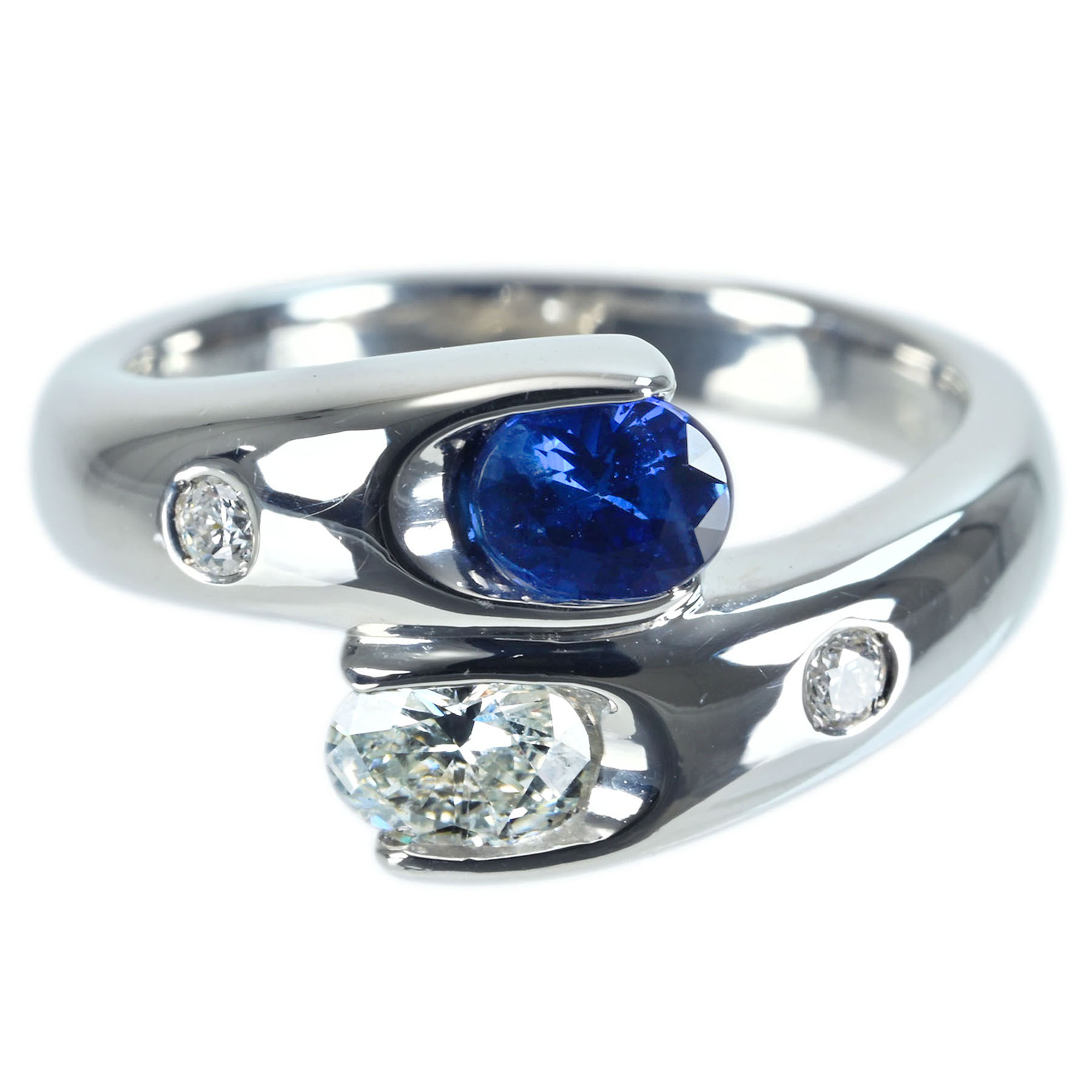 サファイア&ダイヤモンドリング PT900 S0.43ct D0.31ct - 画像 (2)