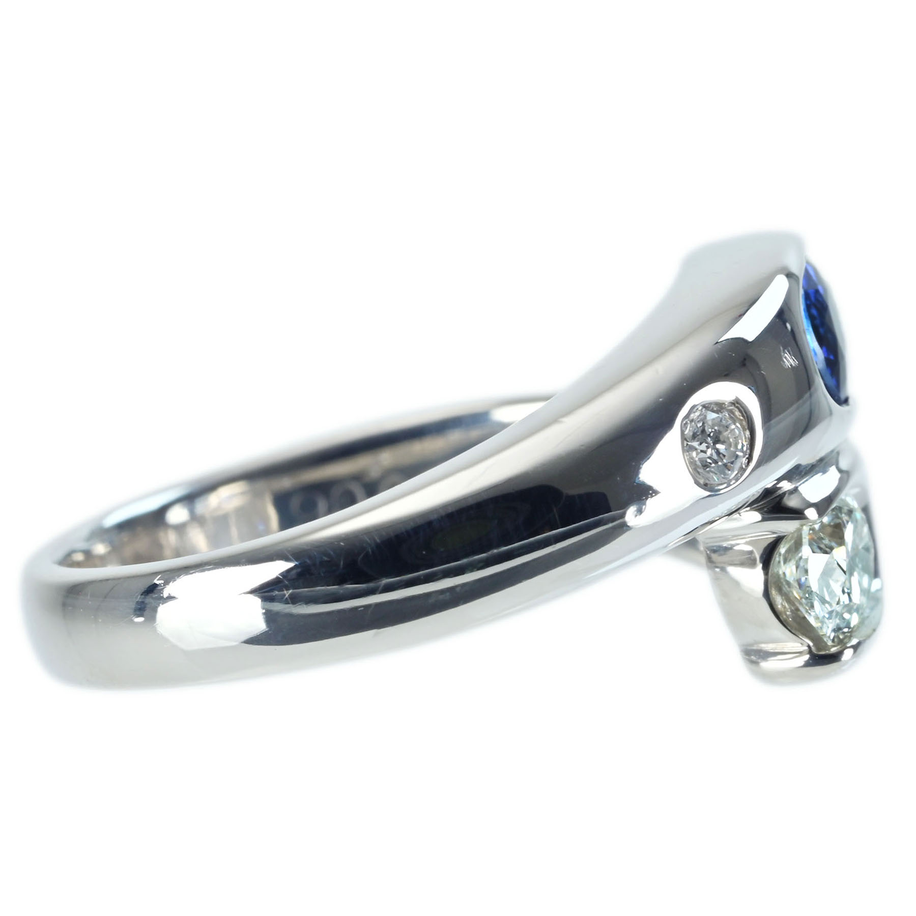 サファイア&ダイヤモンドリング PT900 S0.43ct D0.31ct - 画像 (4)