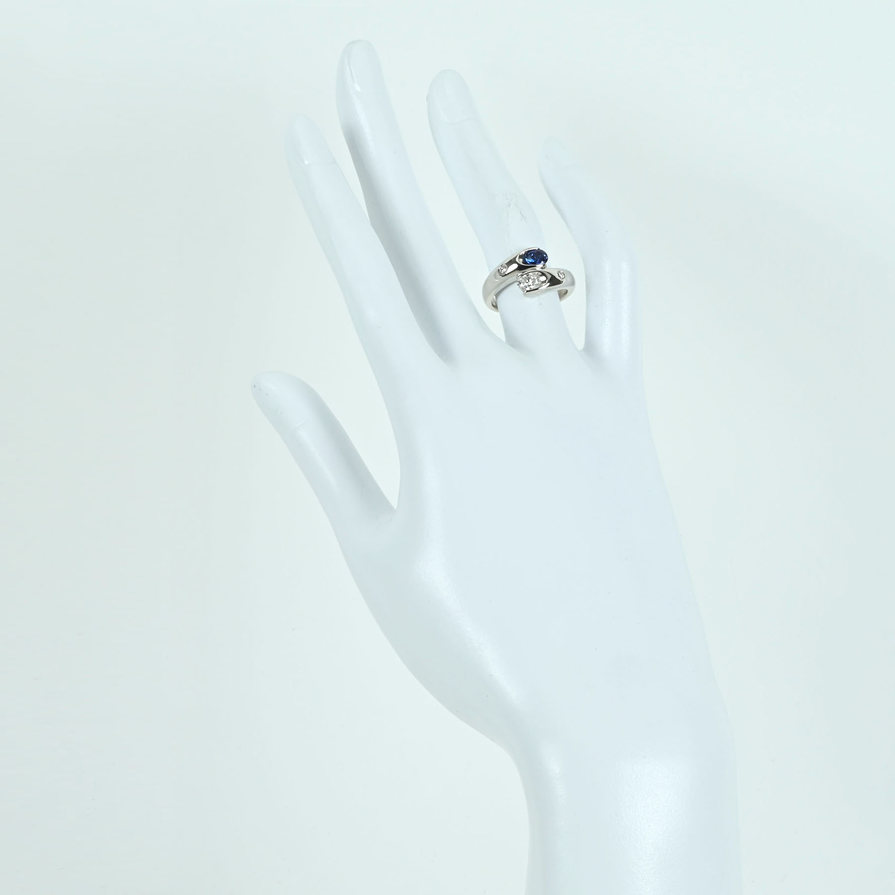 サファイア&ダイヤモンドリング PT900 S0.43ct D0.31ct - 画像 (6)