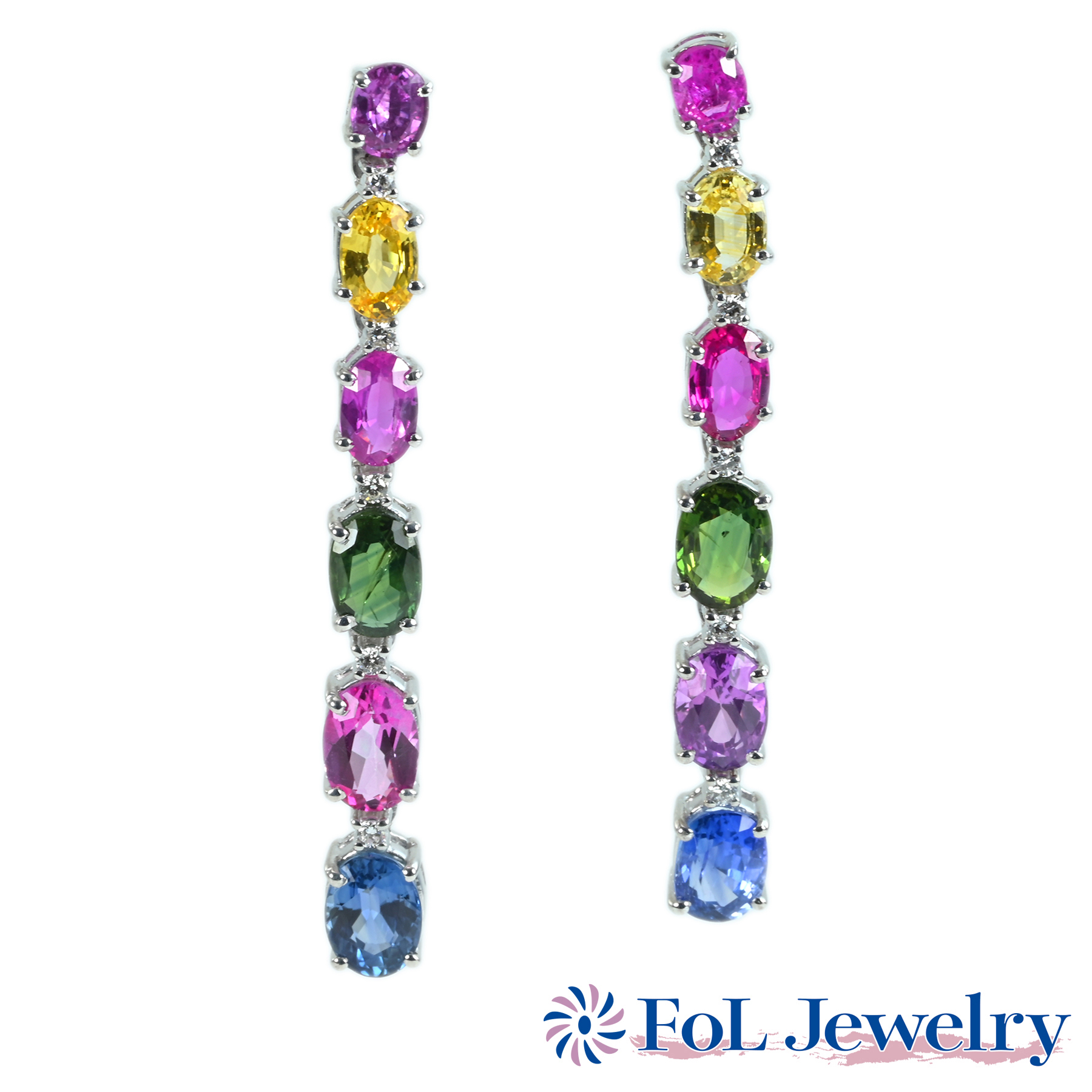 カラーサファイアピアス K18WG CS8.50ct D0.16ct