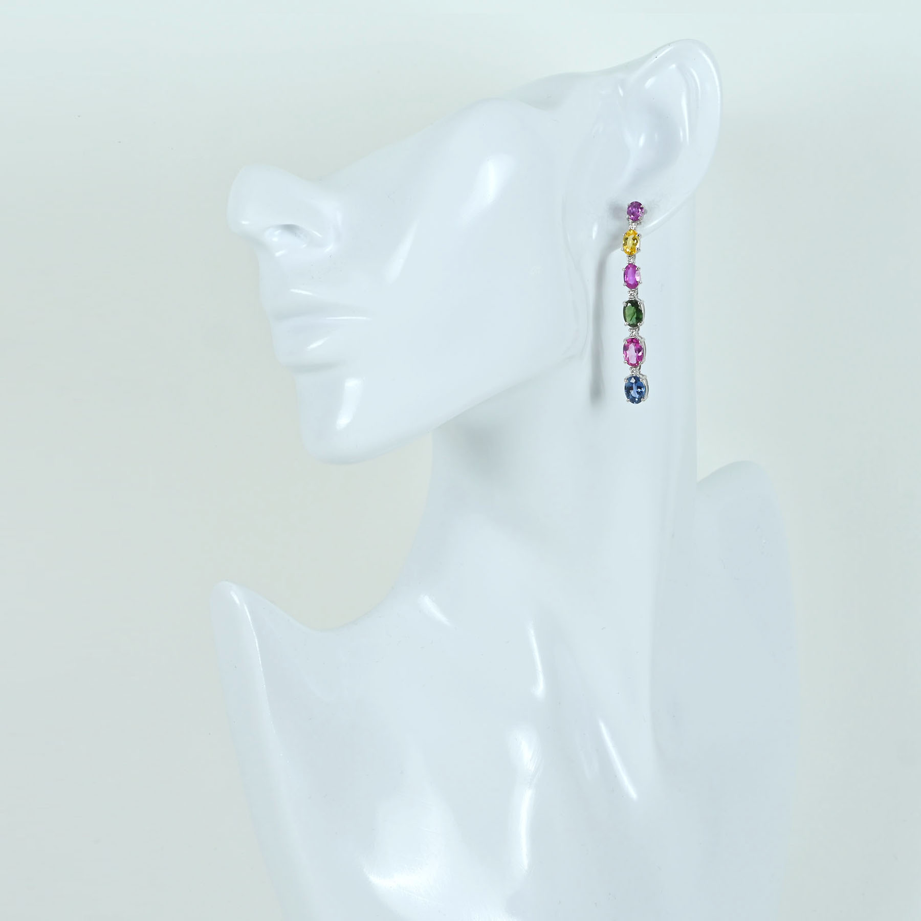 カラーサファイアピアス K18WG CS8.50ct D0.16ct - 画像 (4)