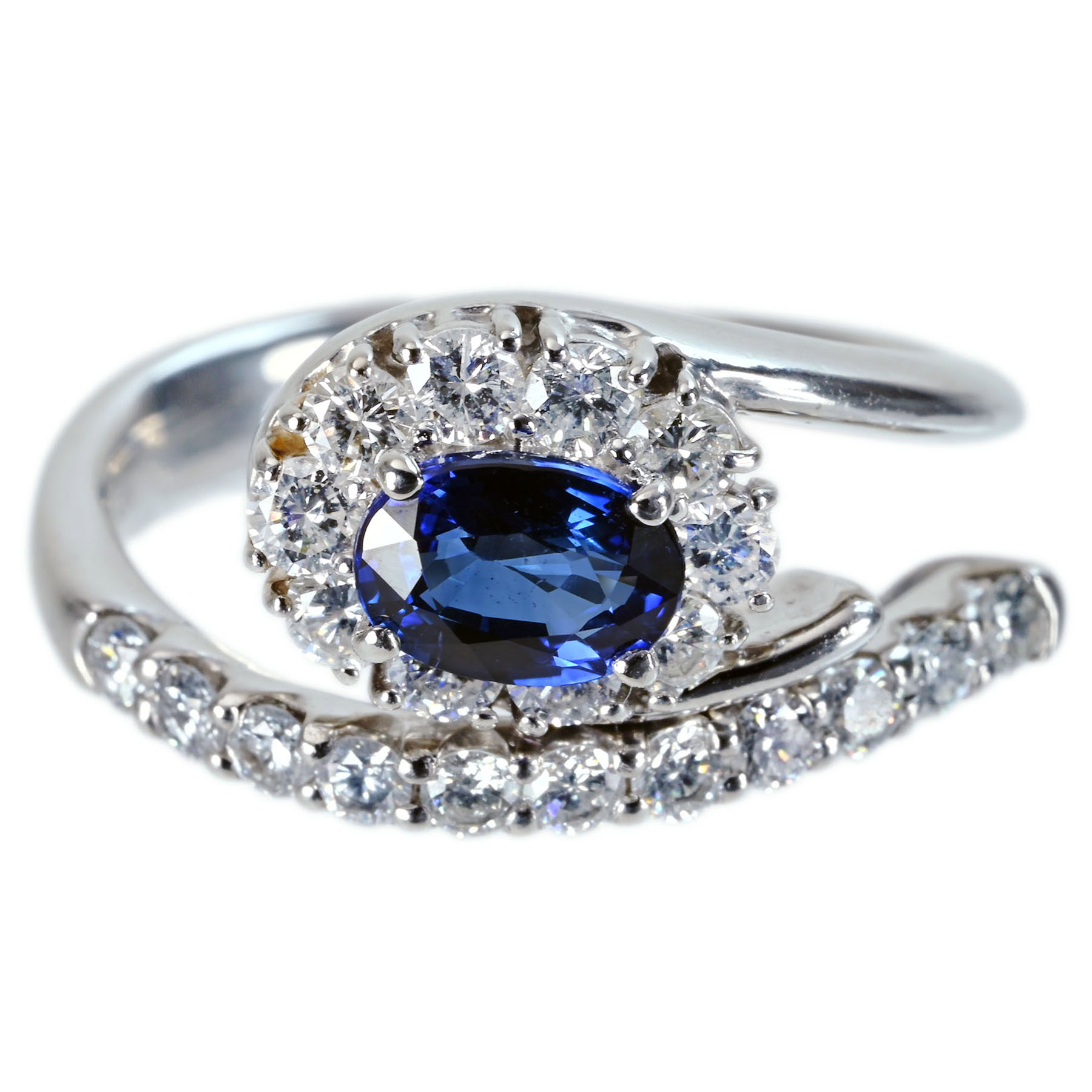 サファイアリング PT900 S1.178ct D1.10ct - 画像 (2)