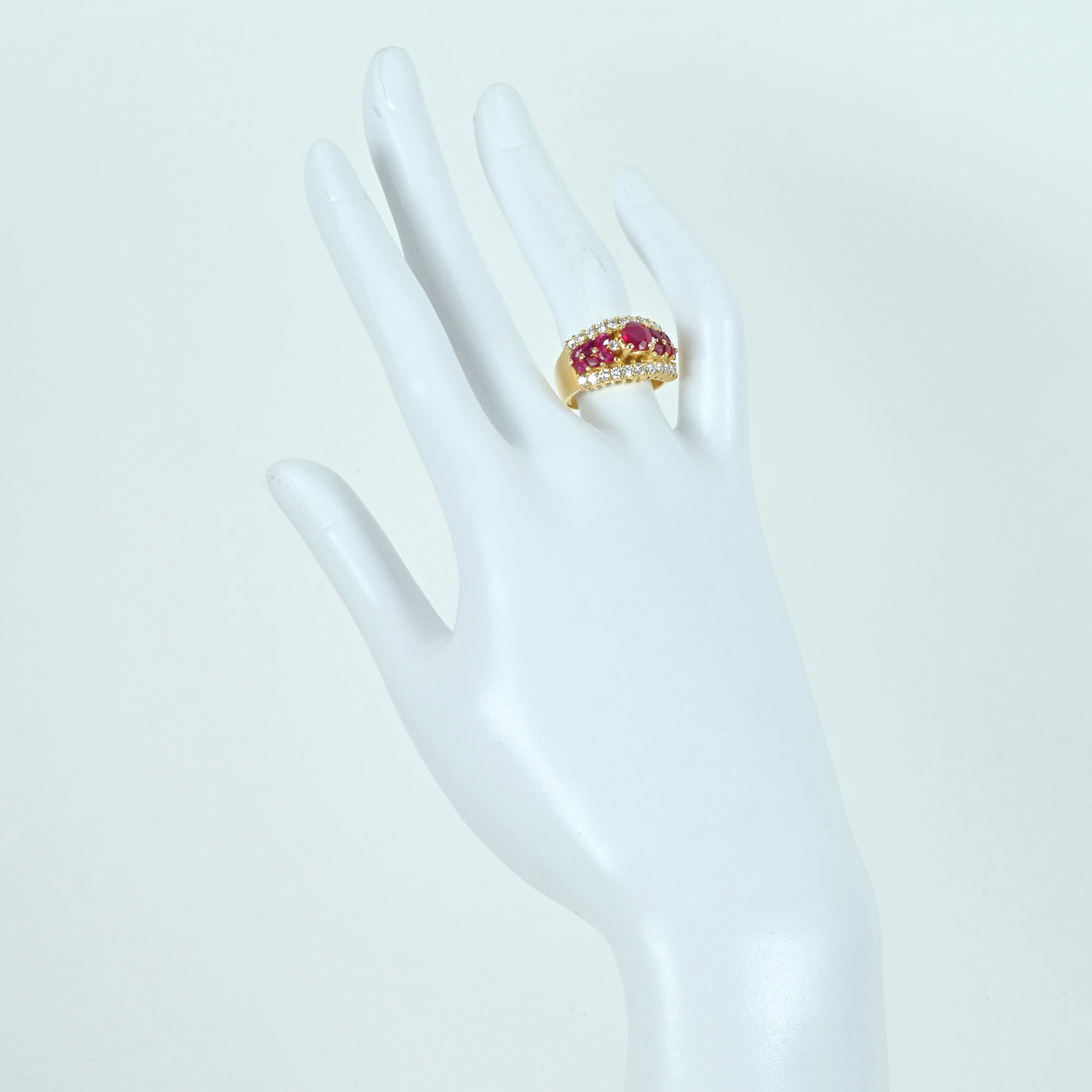 ルビーリング K18YG R1.08ct R1.28ct D0.80ct - 画像 (6)