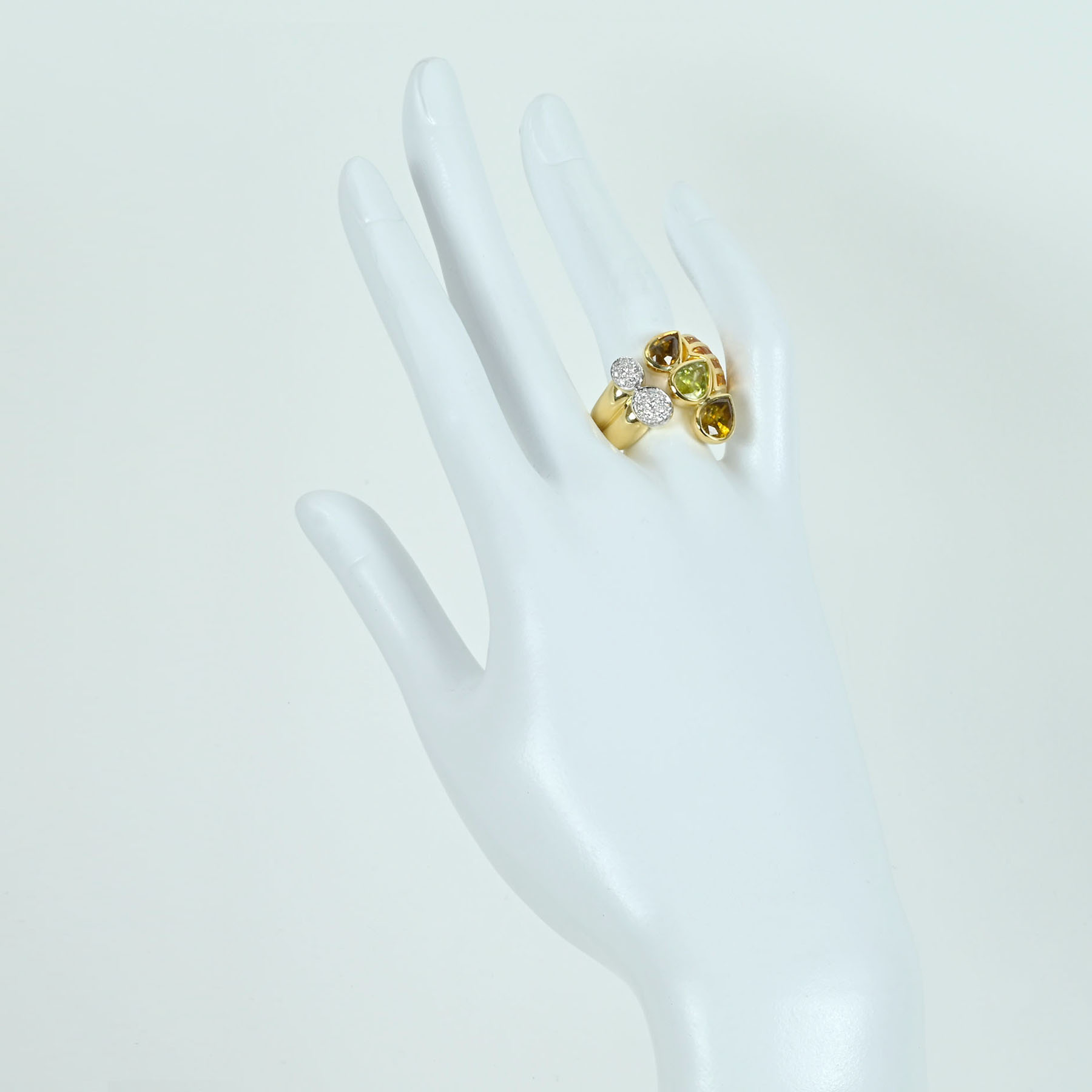スフェーン&イエローサファイアリング "JEWEL STUDIO" PT900/K18YG 3.41ct 0.98ct D0.32 18.3g #13 - 画像 (7)