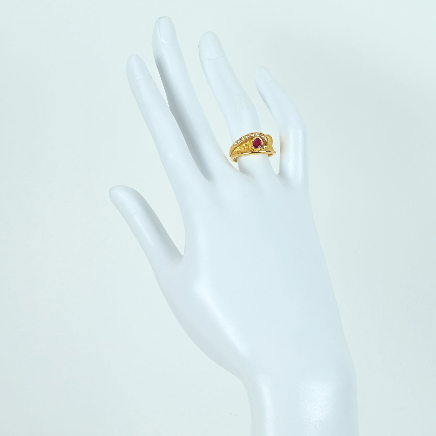 ルビーリング K18YG R0.25ct D0.09ct - 画像 (6)