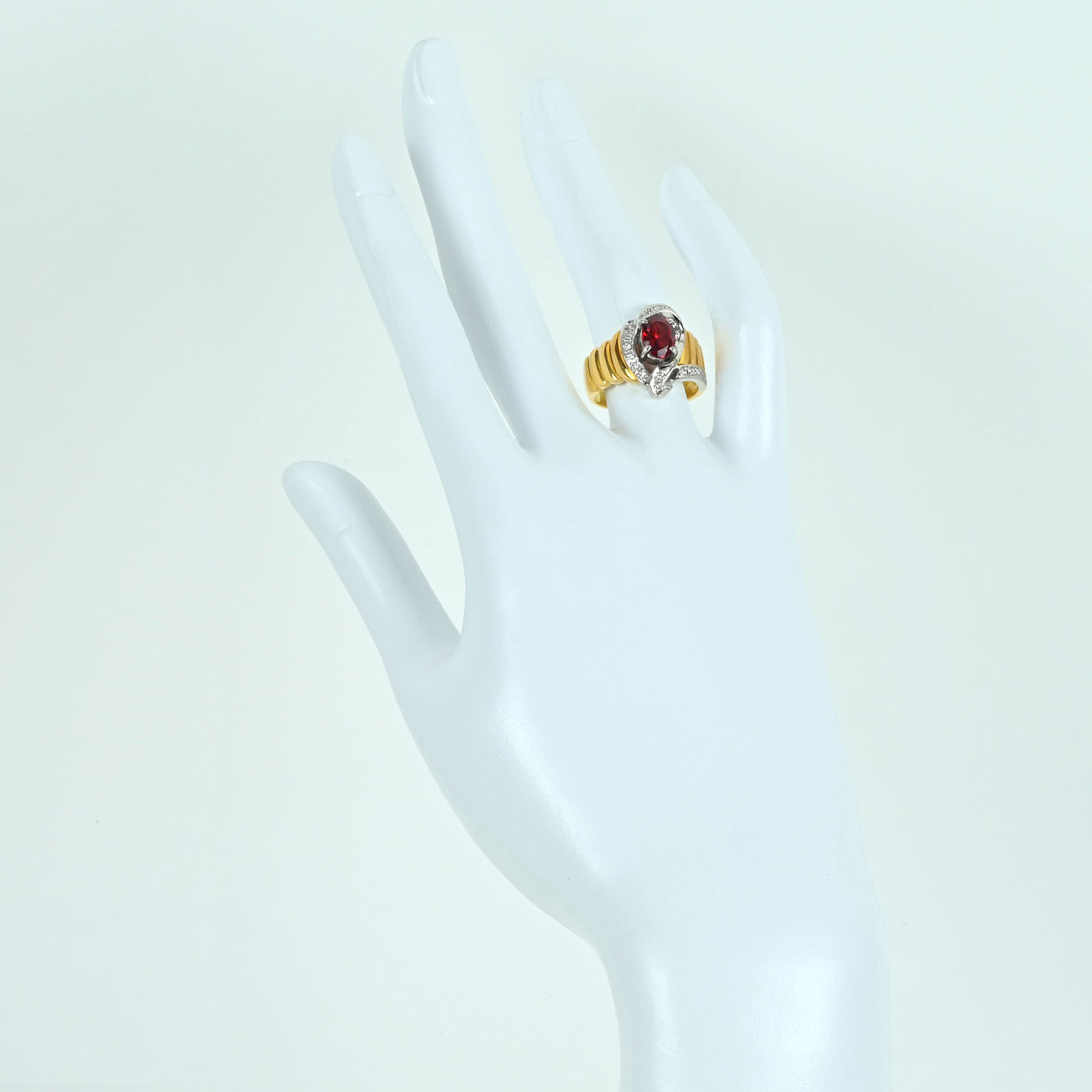 ガーネットリング PT900/K18YG D0.20ct - 画像 (6)