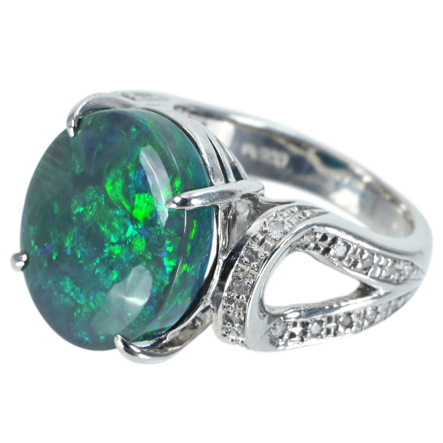 ブラックオパールリング BO5.00ct D0.17ct - 画像 (3)