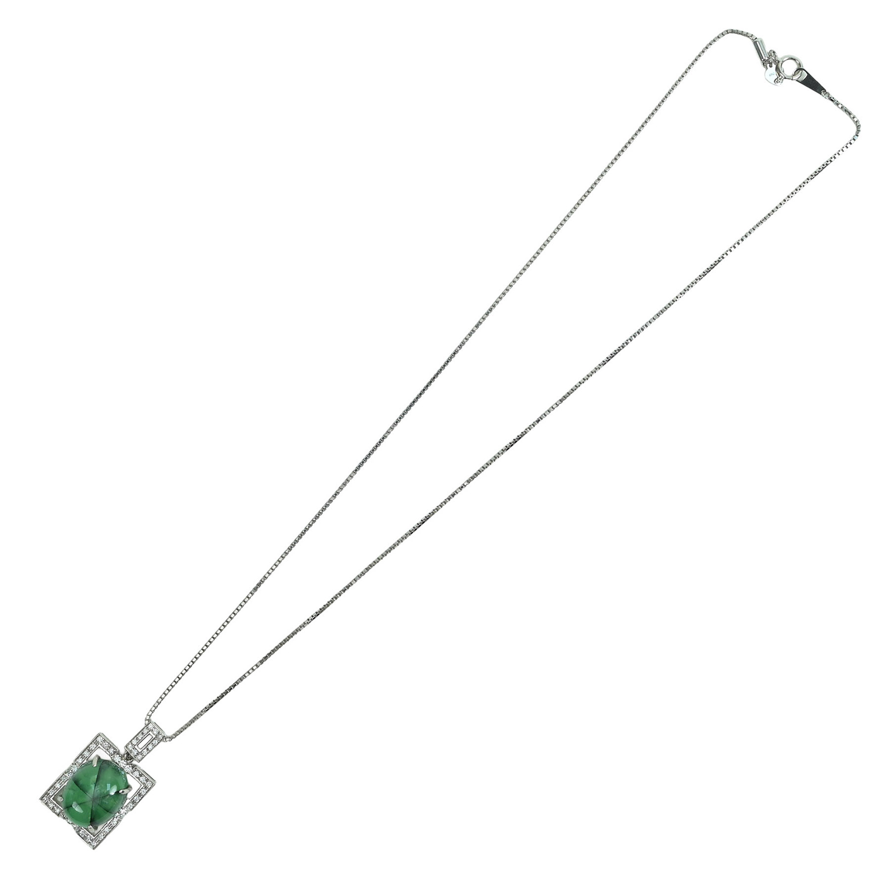 トラピッチェエメラルドペンダント PT900/K18WG E15.51ct D0.44ct 14.5g - 画像 (6)