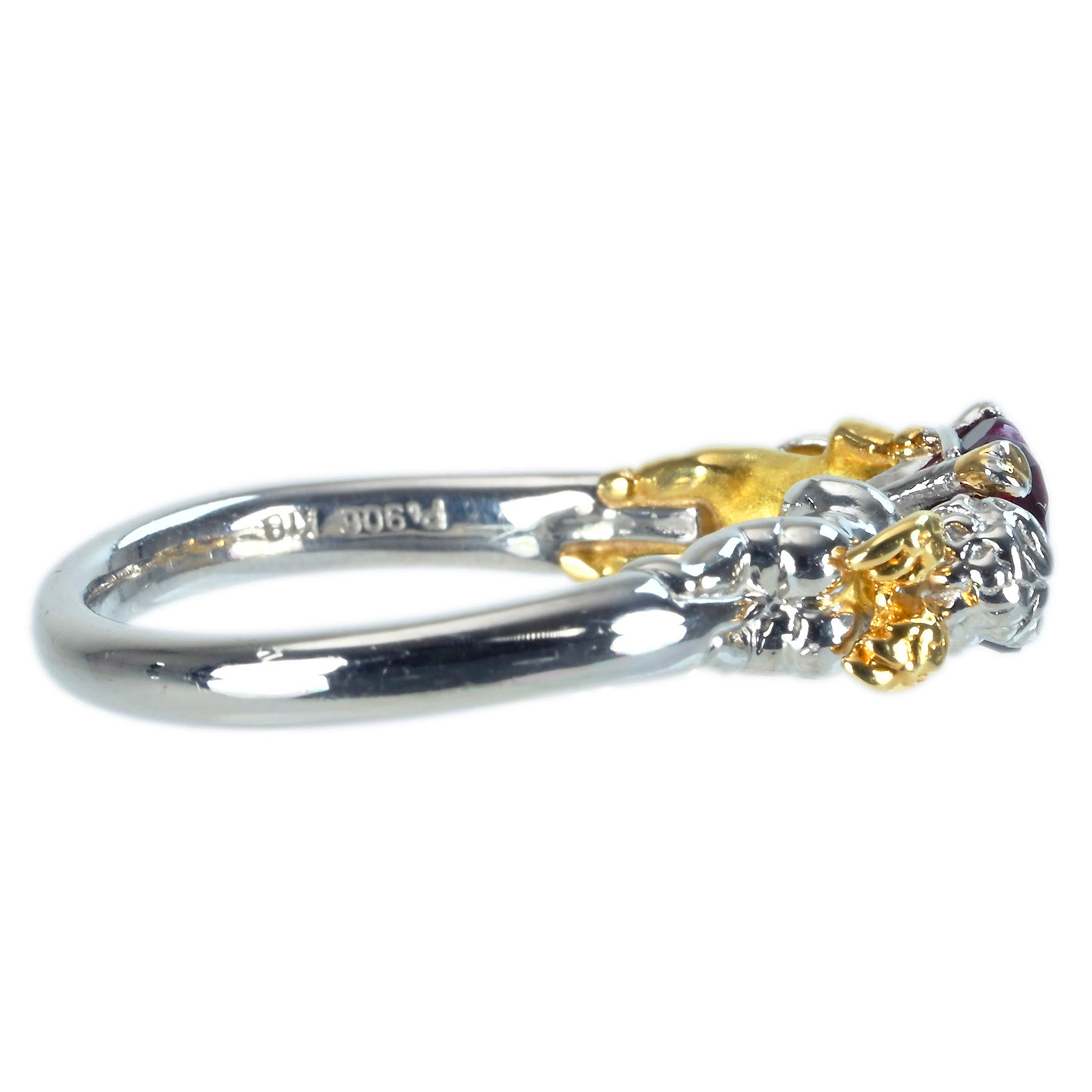ミャンマー産ルビーリング K18WG/K18YG R1.01ct - 画像 (4)