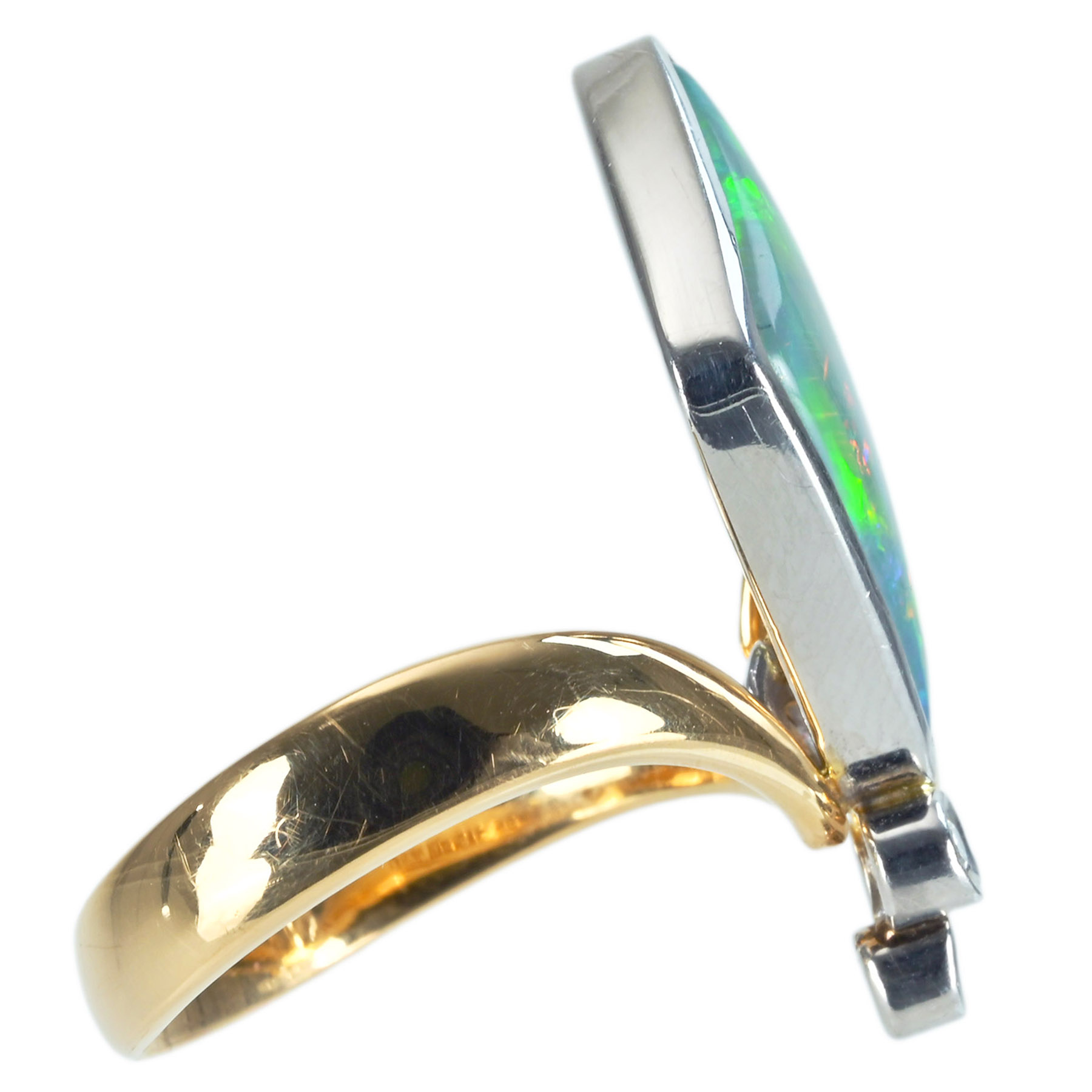 ボルダーオパールリング PT900/K18YG OPB3.18ct D0.07ct - 画像 (4)