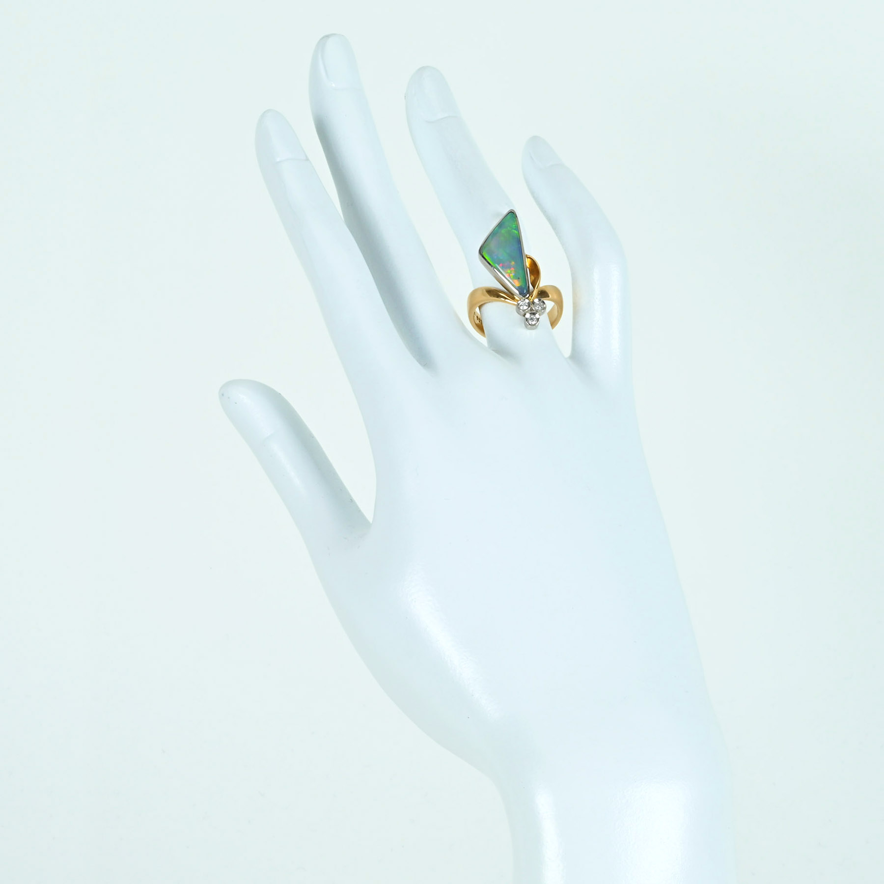 ボルダーオパールリング PT900/K18YG OPB3.18ct D0.07ct - 画像 (6)