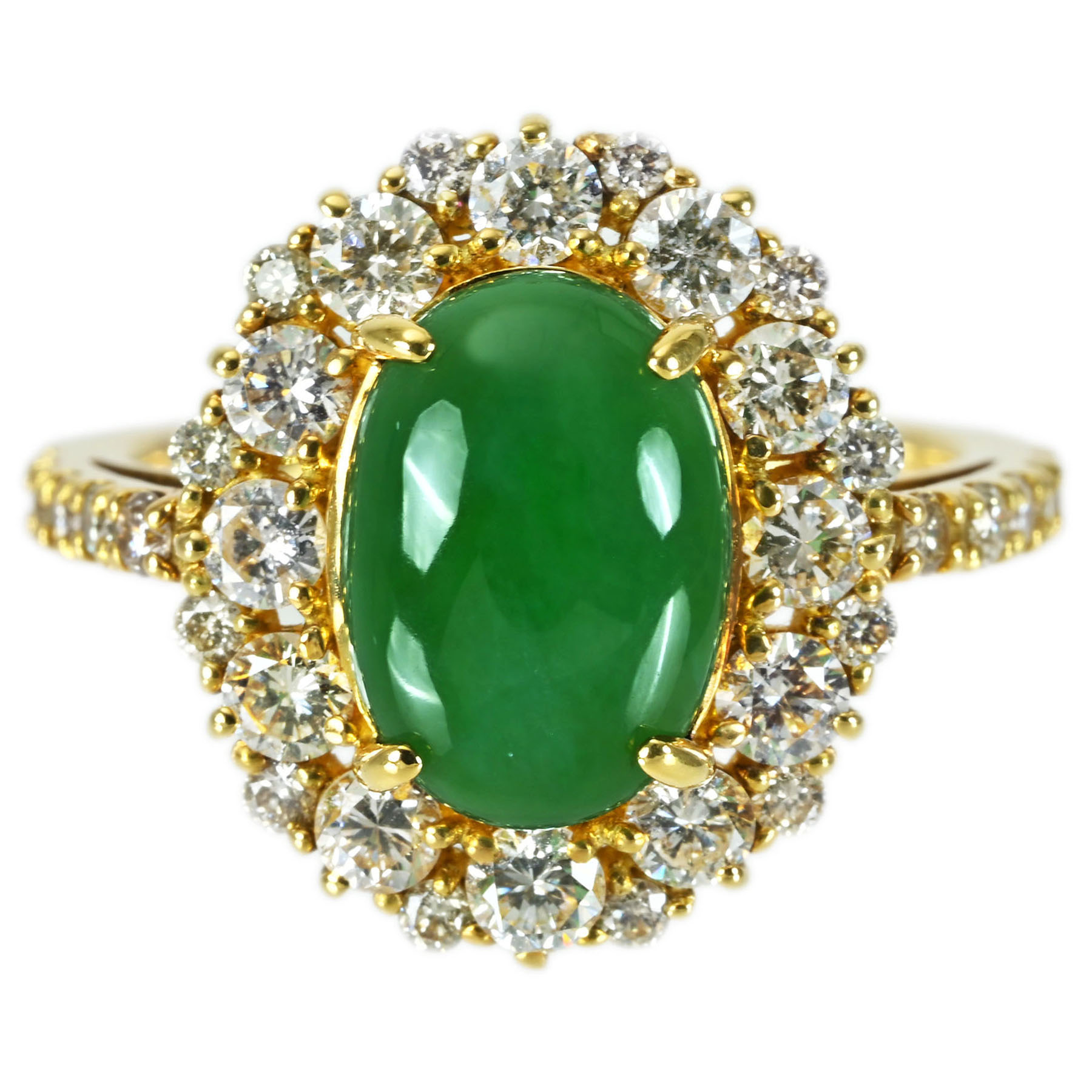 翡翠リング K18YG J2.96ct D1.14ct - 画像 (2)