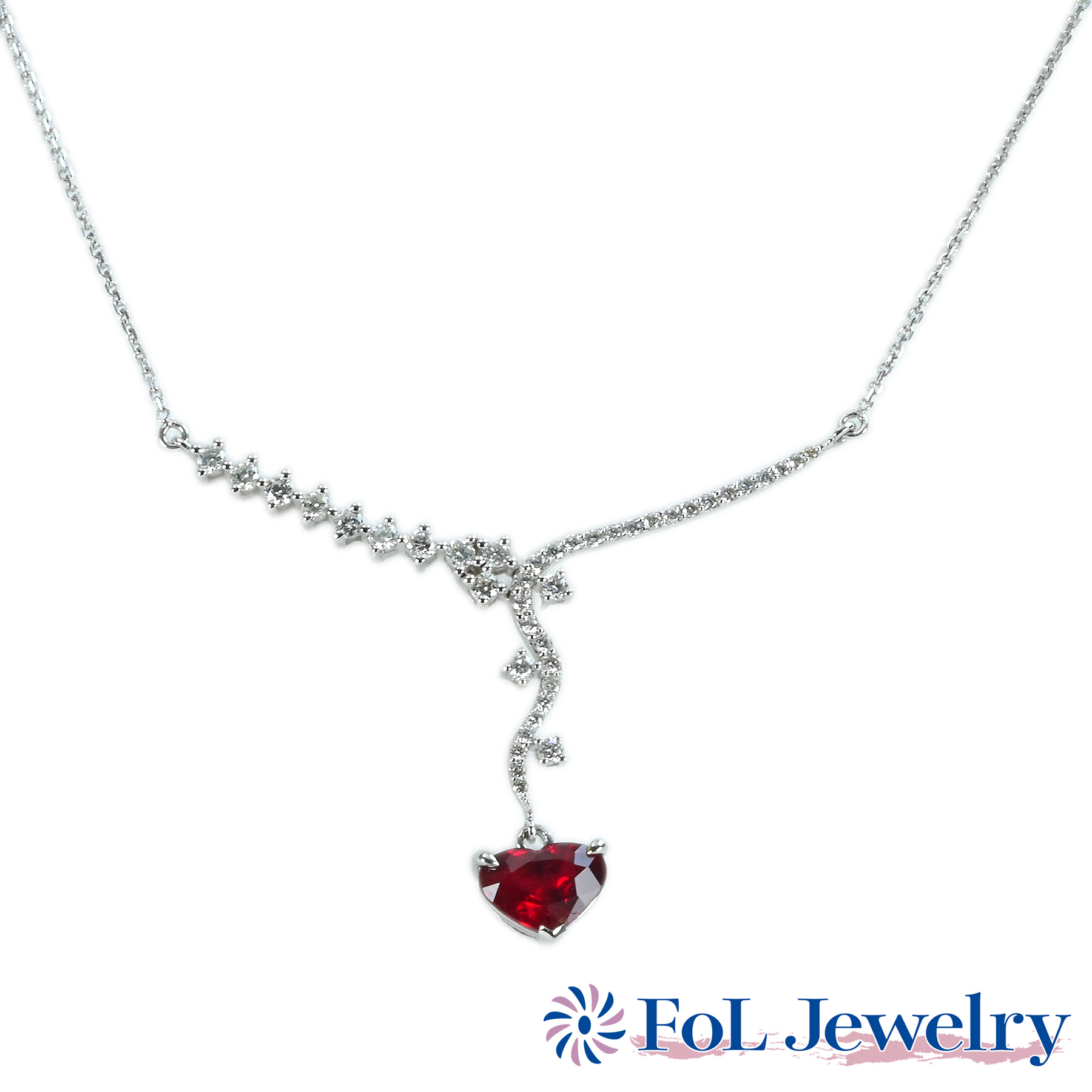 ルビーペンダント K18WG R1.05ct D0.40ct
