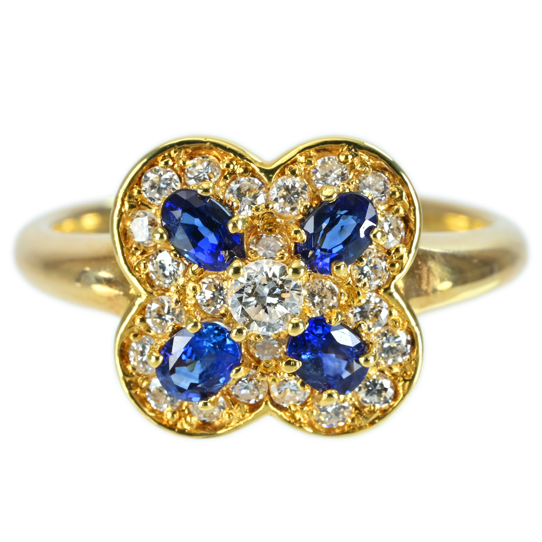 サファイアリング K18YG S0.63ct D0.43ct - 画像 (2)