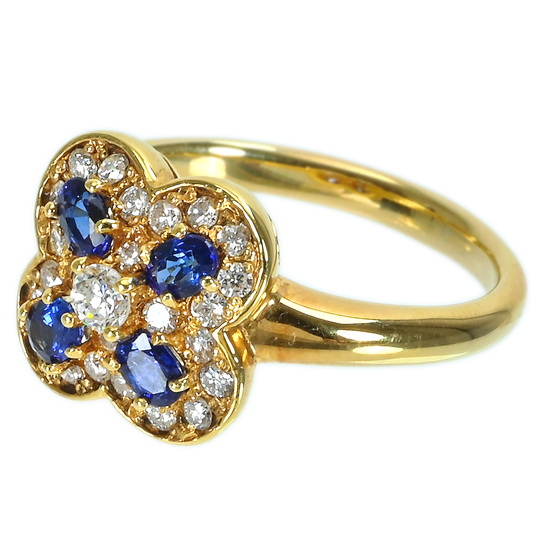 サファイアリング K18YG S0.63ct D0.43ct - 画像 (3)