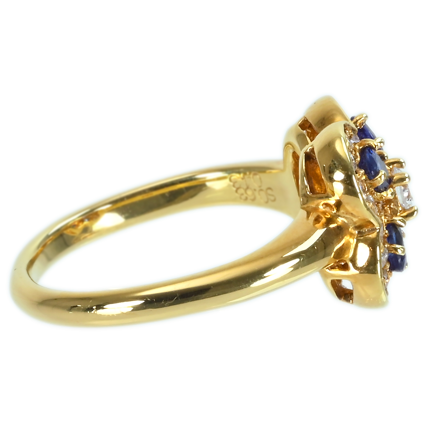 サファイアリング K18YG S0.63ct D0.43ct - 画像 (4)