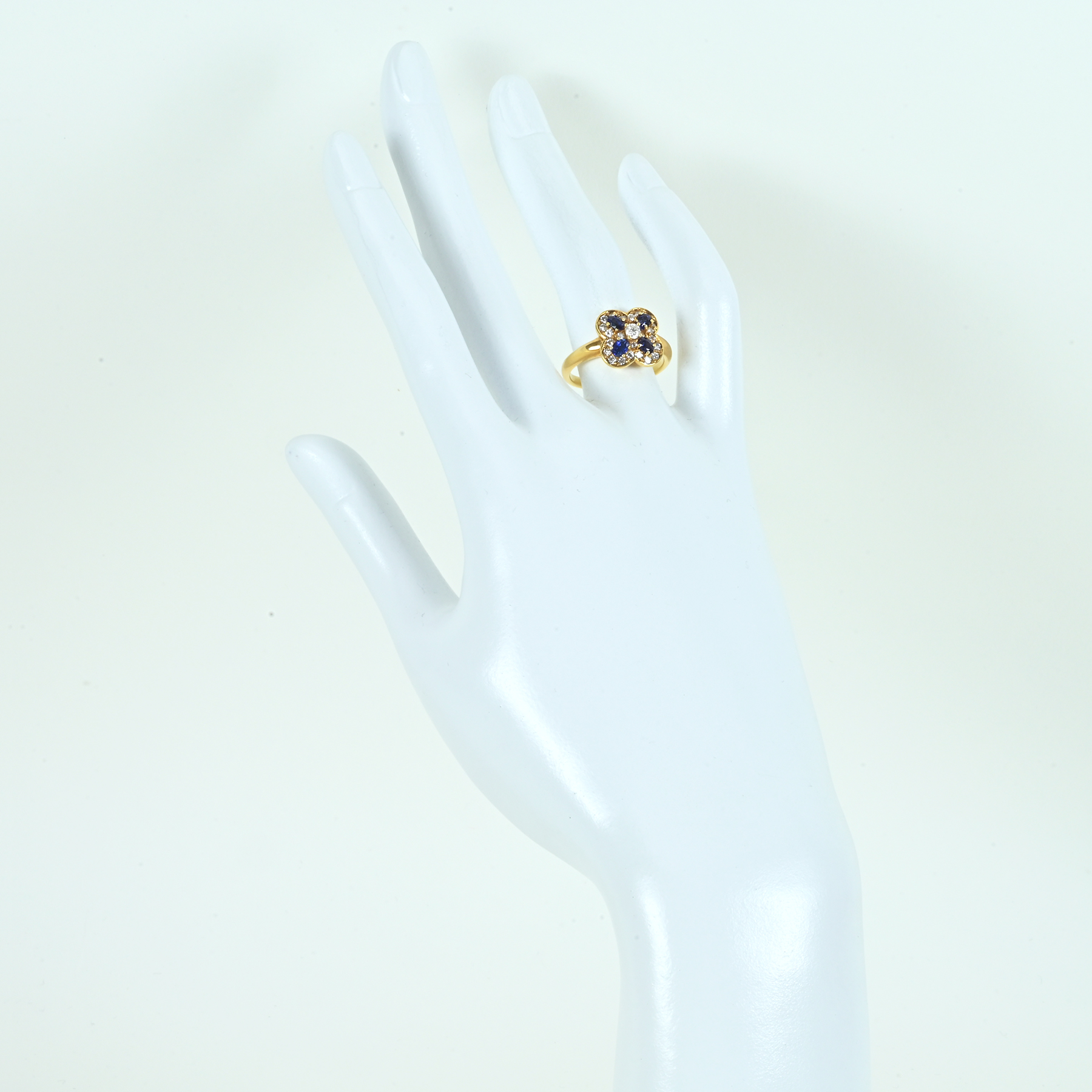 サファイアリング K18YG S0.63ct D0.43ct - 画像 (6)