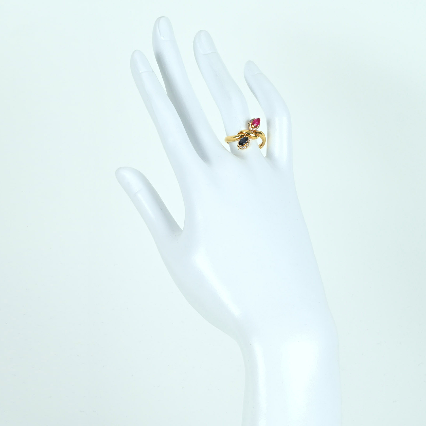 サファイア&ルビーリング K18YG D0.16ct - 画像 (6)