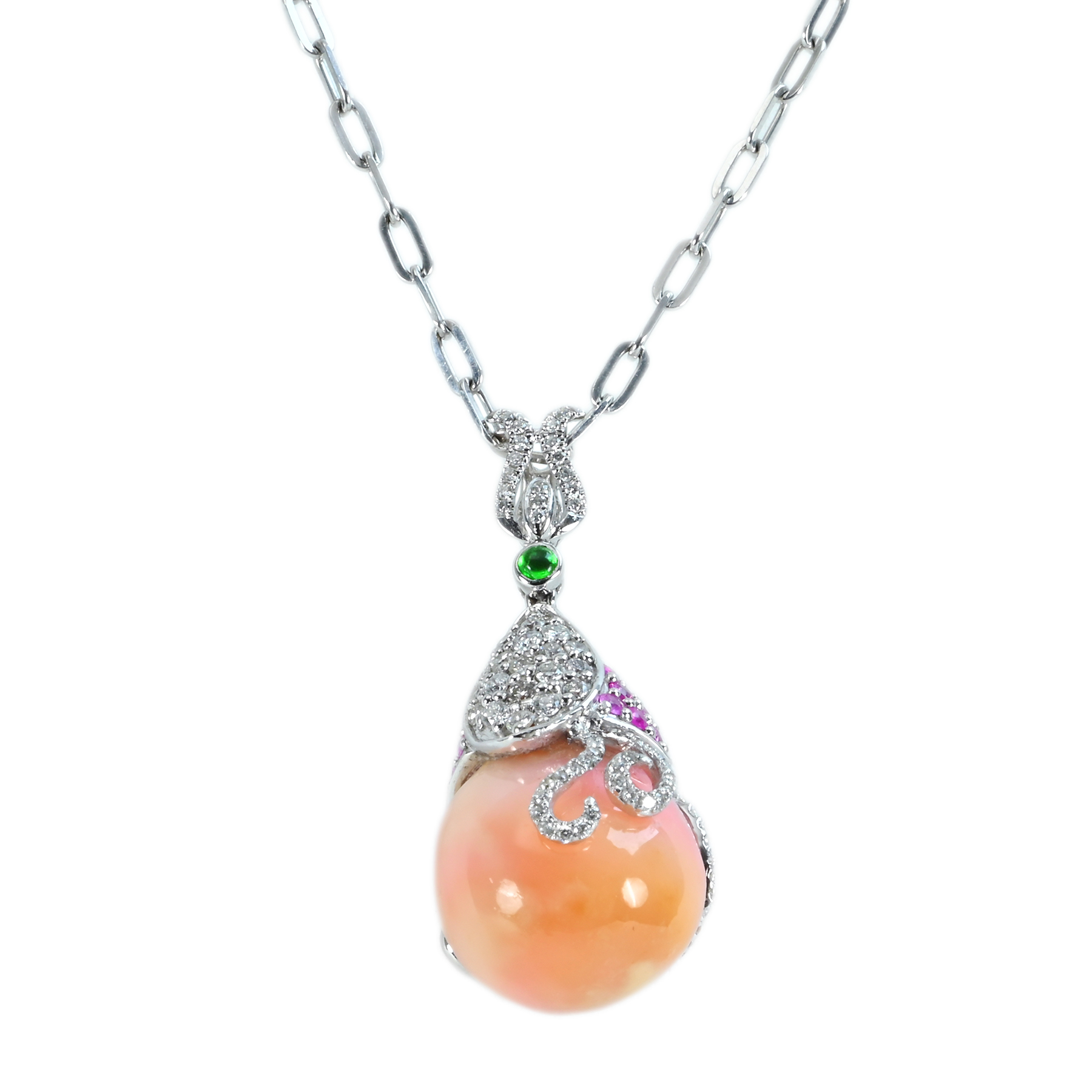 コンクパールペンダント K18WG CP24.20ct D0.81ct - 画像 (2)