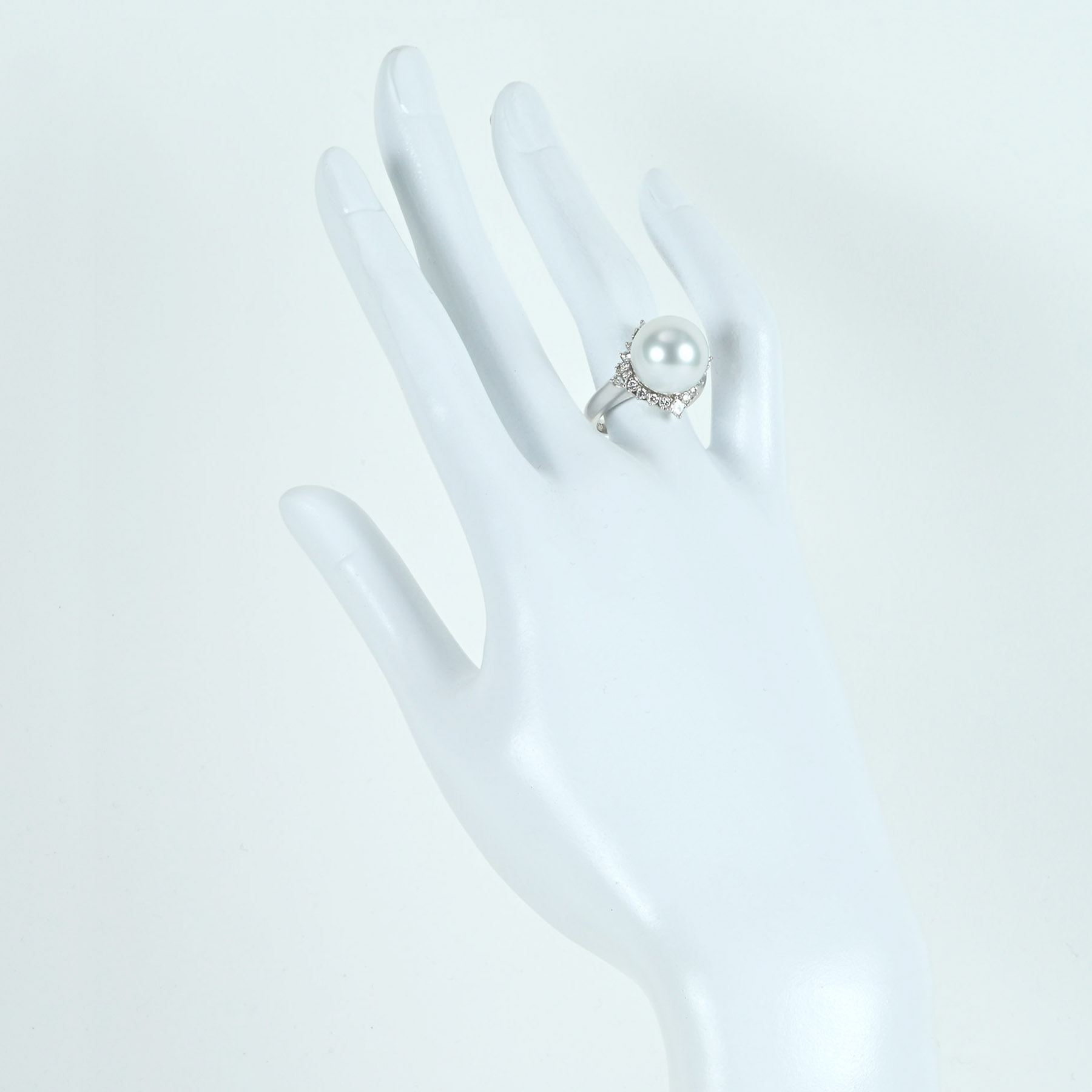 白蝶パールリング K18WG P12.6mm D0.70ct - 画像 (6)