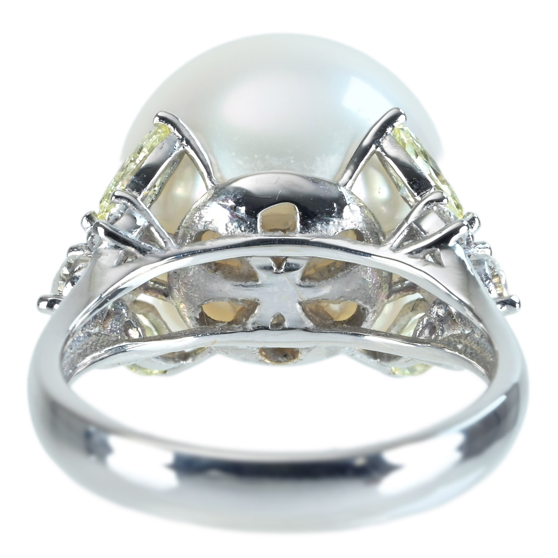 白蝶パールリング K18WG P13.8mm D1.01ct - 画像 (5)