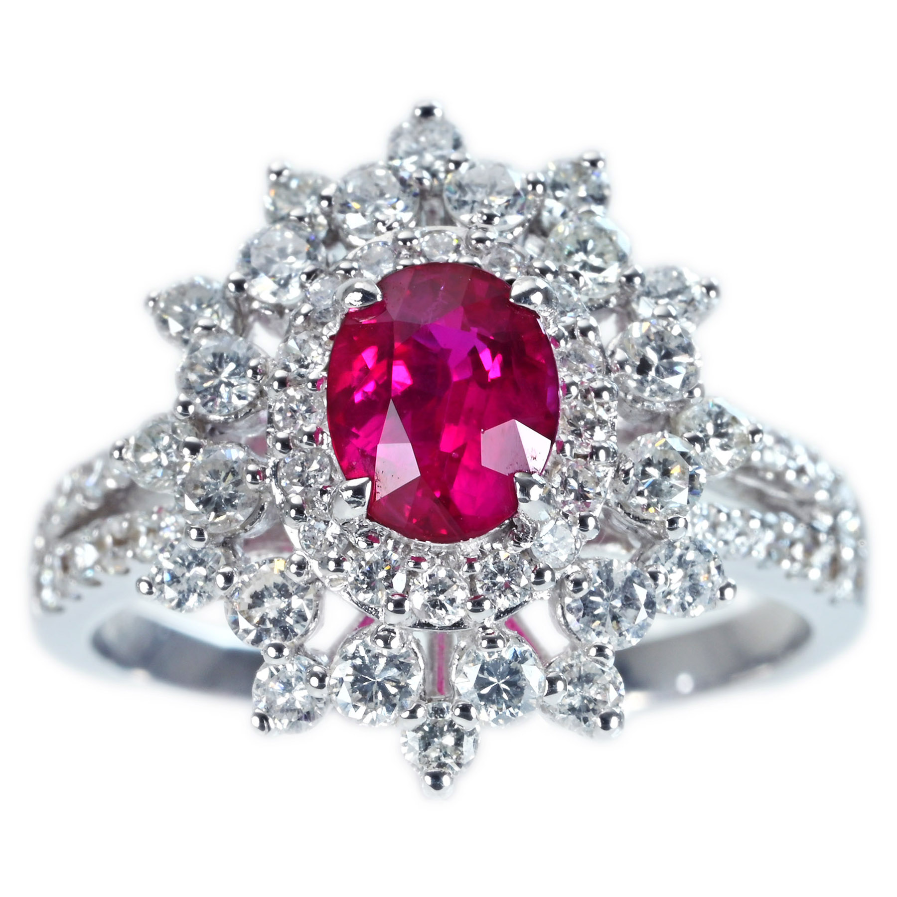 ミャンマー産ルビーリング K18WG R1.19ct D1.21ct - 画像 (2)
