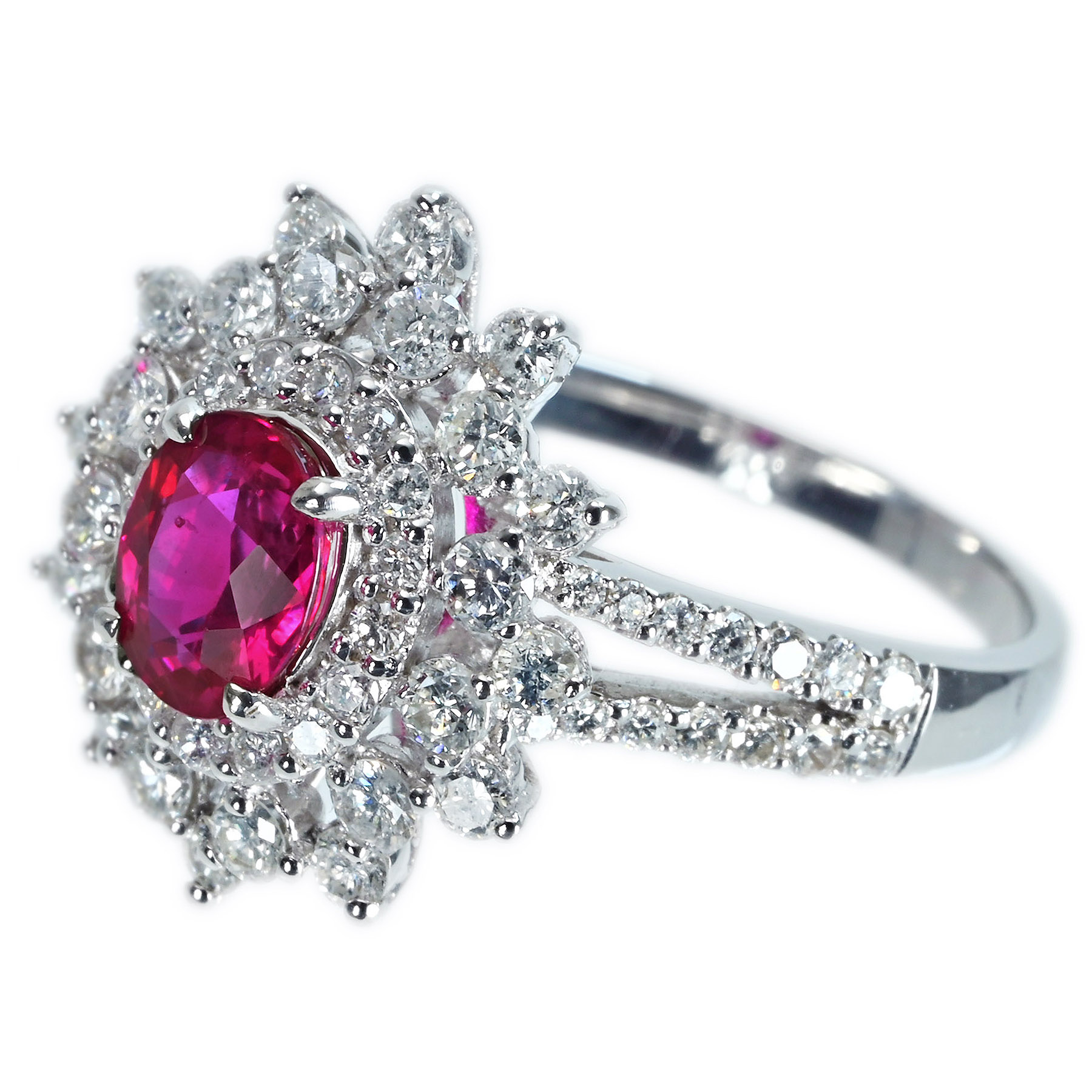 ミャンマー産ルビーリング K18WG R1.19ct D1.21ct - 画像 (3)