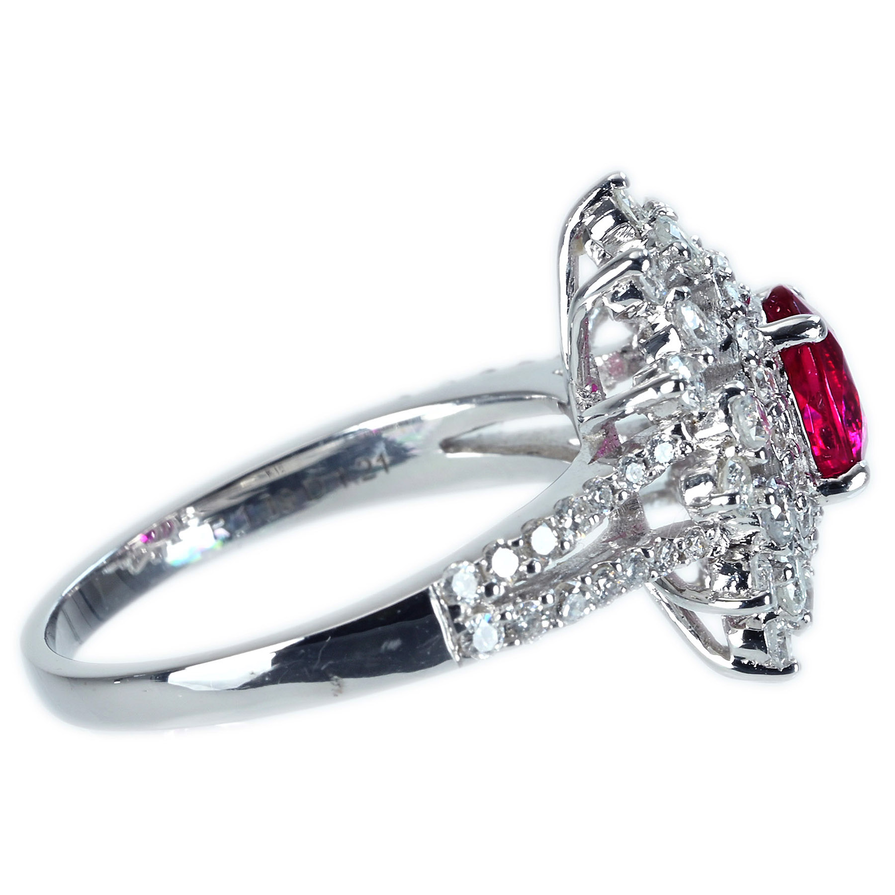 ミャンマー産ルビーリング K18WG R1.19ct D1.21ct - 画像 (4)