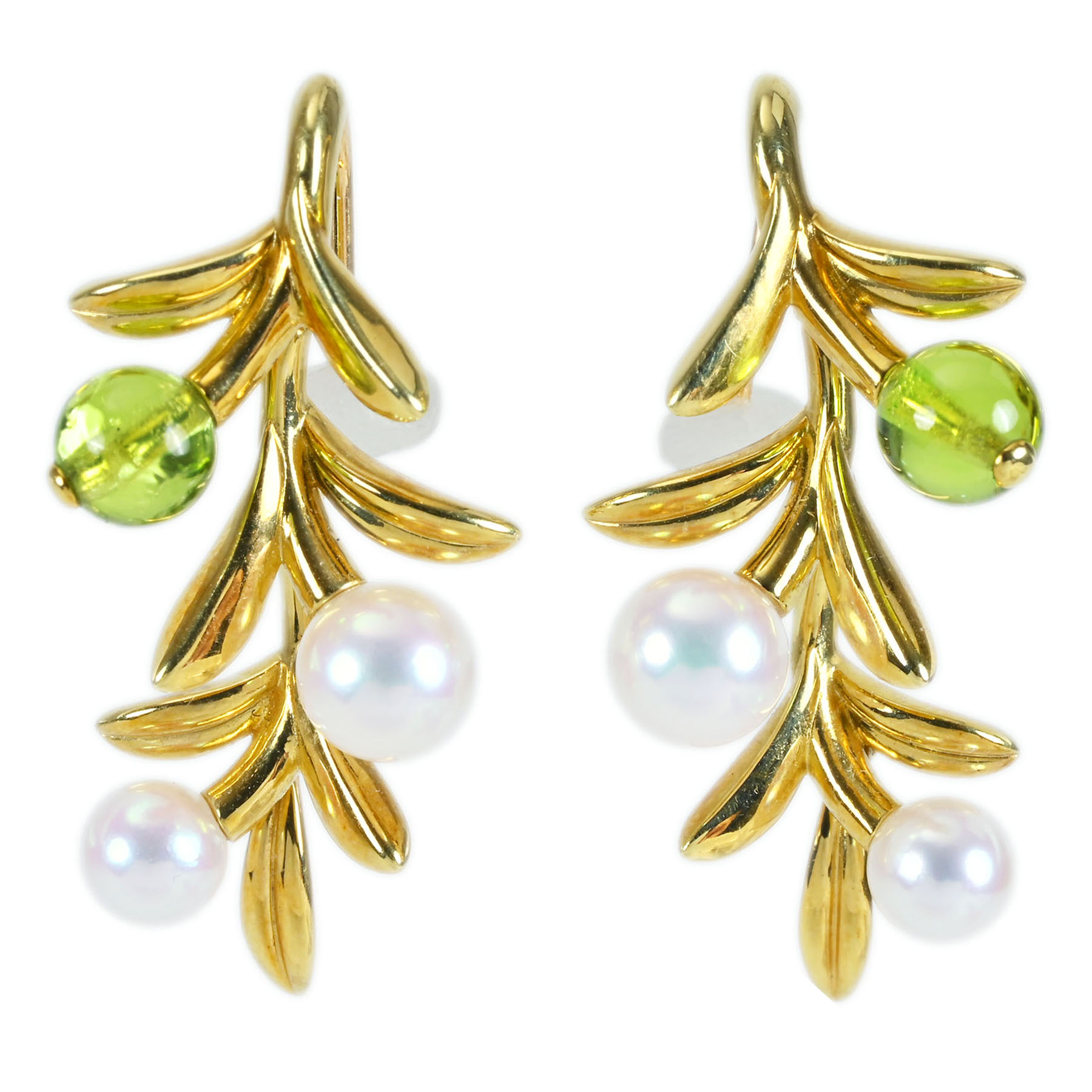 アコヤパール&ペリドットピアス "MIKIMOTO" K18YG P4.0-5.5mm - 画像 (2)